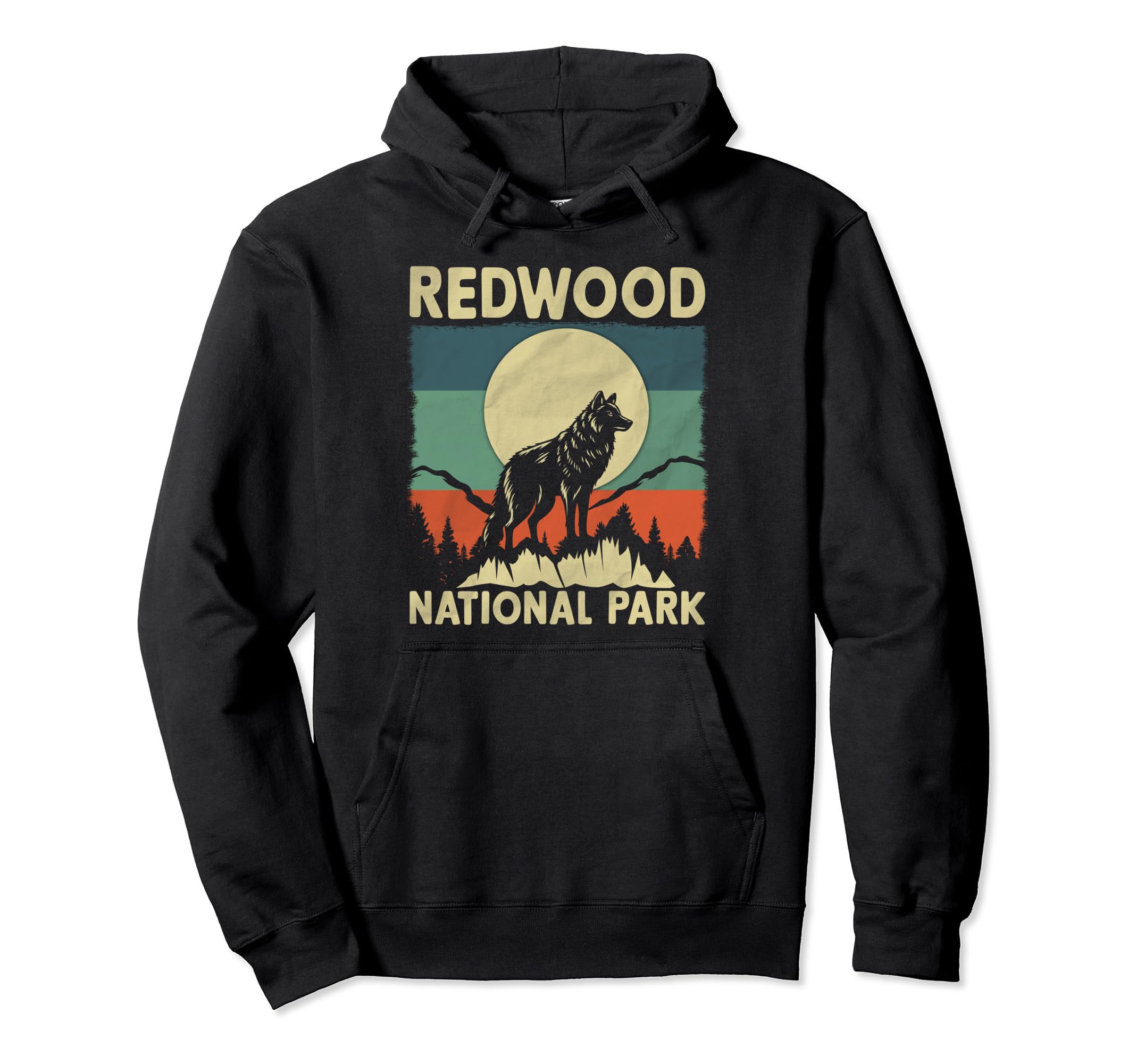 Wolf Redwood National Park Hoodie - Minimalist Print for Adults - T-Shirt, Sweatshirt, Hoodie