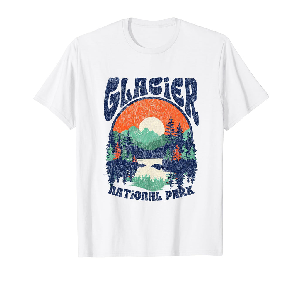 Distressed Glacier National Park 80S T-Shirt - Aesthetic Graphic Unisex - T-Shirt, Sweatshirt, Hoodie