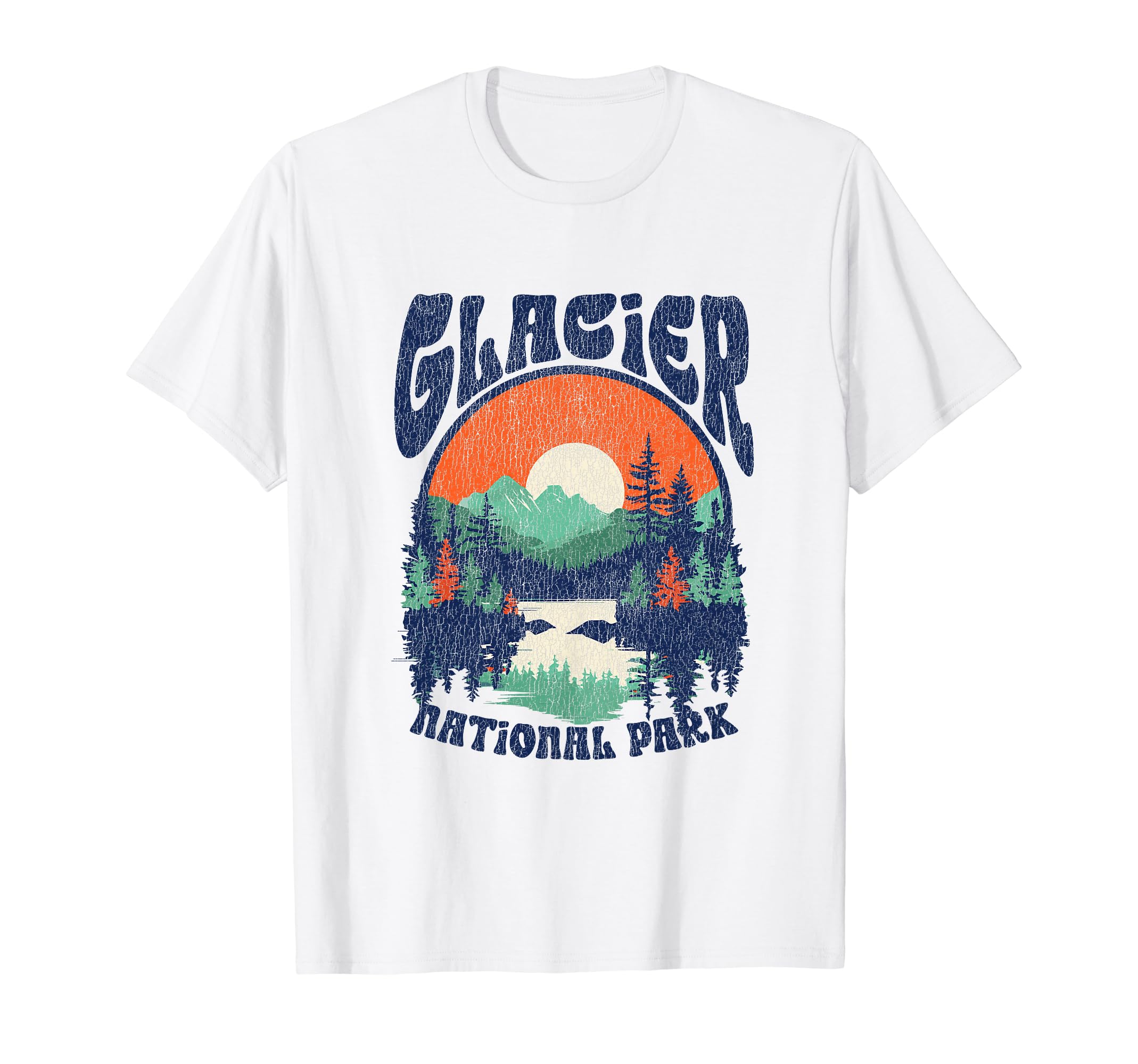 Distressed Glacier National Park 80S T-Shirt - Aesthetic Graphic Unisex - T-Shirt, Sweatshirt, Hoodie