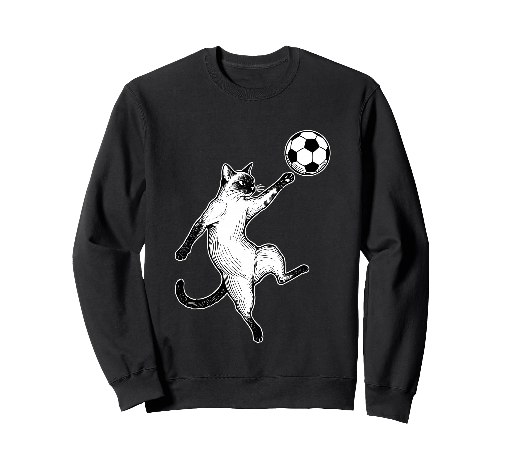 Soccer Siamese Cat Playing Ball Sweatshirt - Casual Everyday Wear Unisex - T-Shirt, Sweatshirt, Hoodie