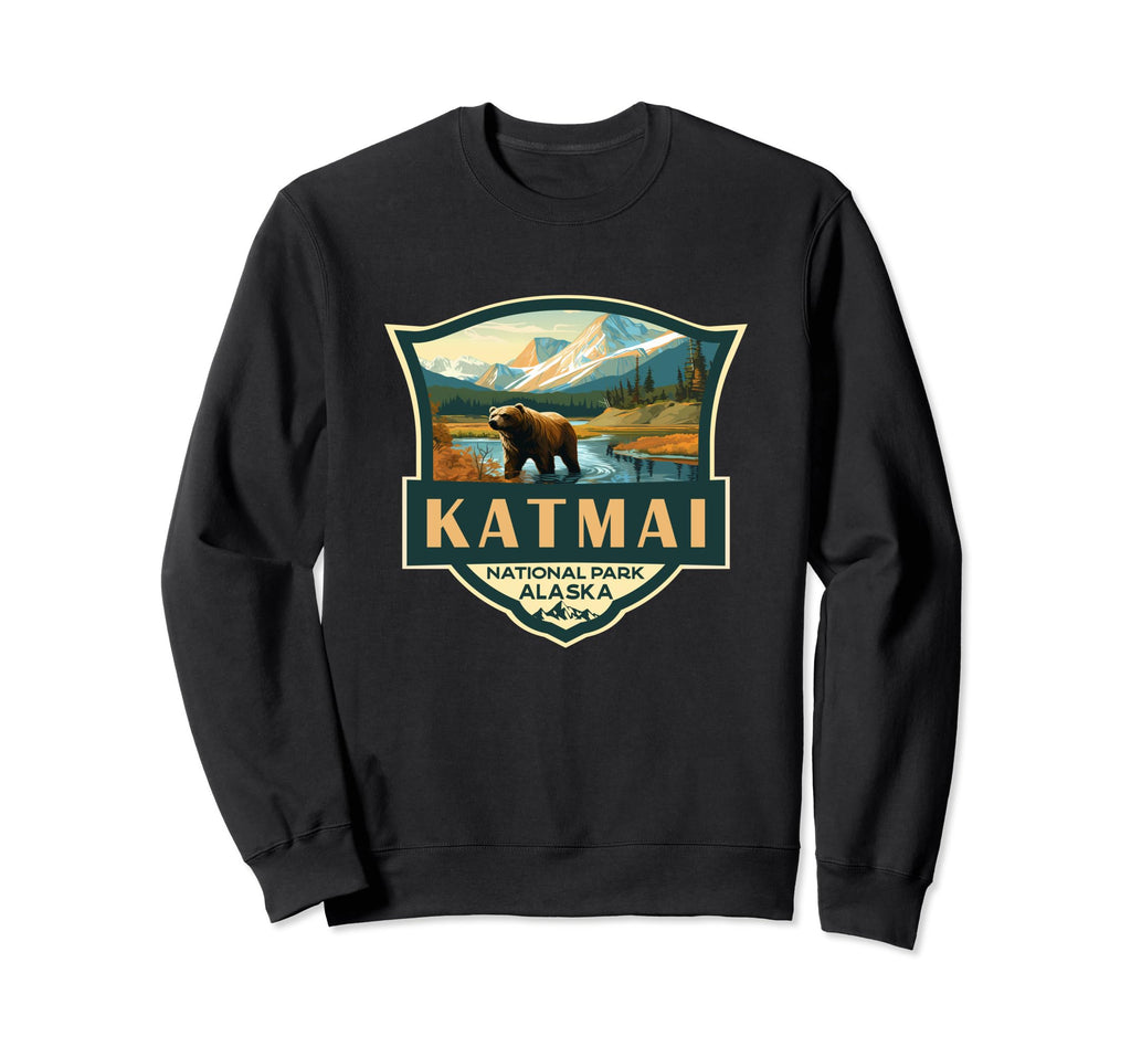 Katmai National Park Bear Illustration Sweatshirt - Novelty Apparel Unisex - T-Shirt, Sweatshirt, Hoodie