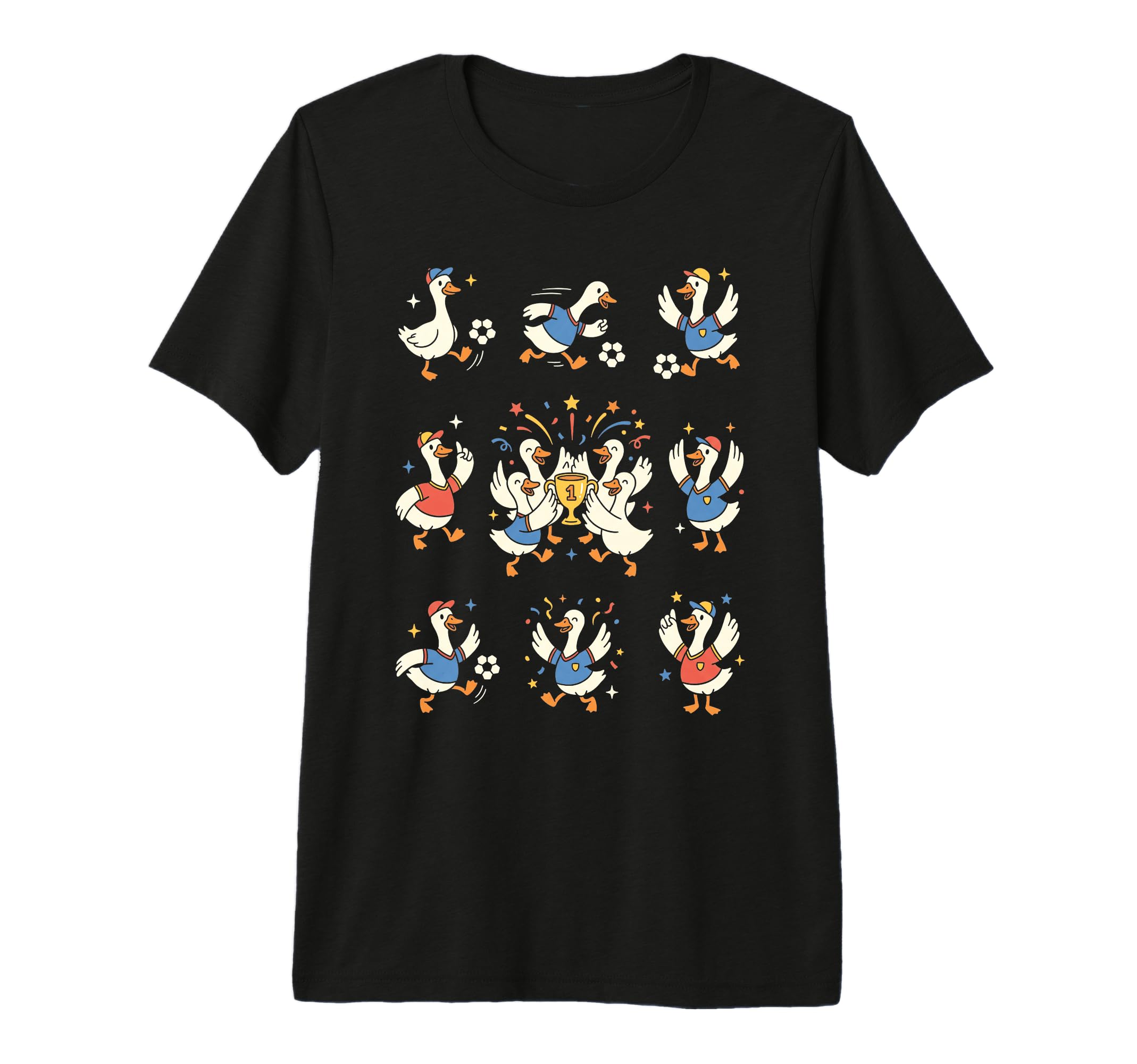 Funny Geese Soccer Team Champions Trophy T-Shirt - Graphic Print Unisex - T-Shirt, Sweatshirt, Hoodie