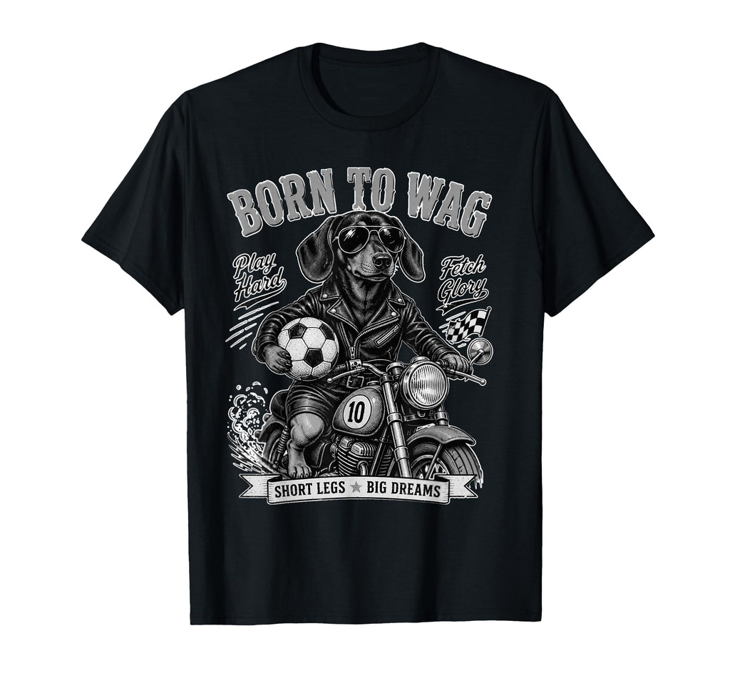 Dachshund Motorbike Love Footbal T-Shirt - Trendy Graphic for Adults - T-Shirt, Sweatshirt, Hoodie