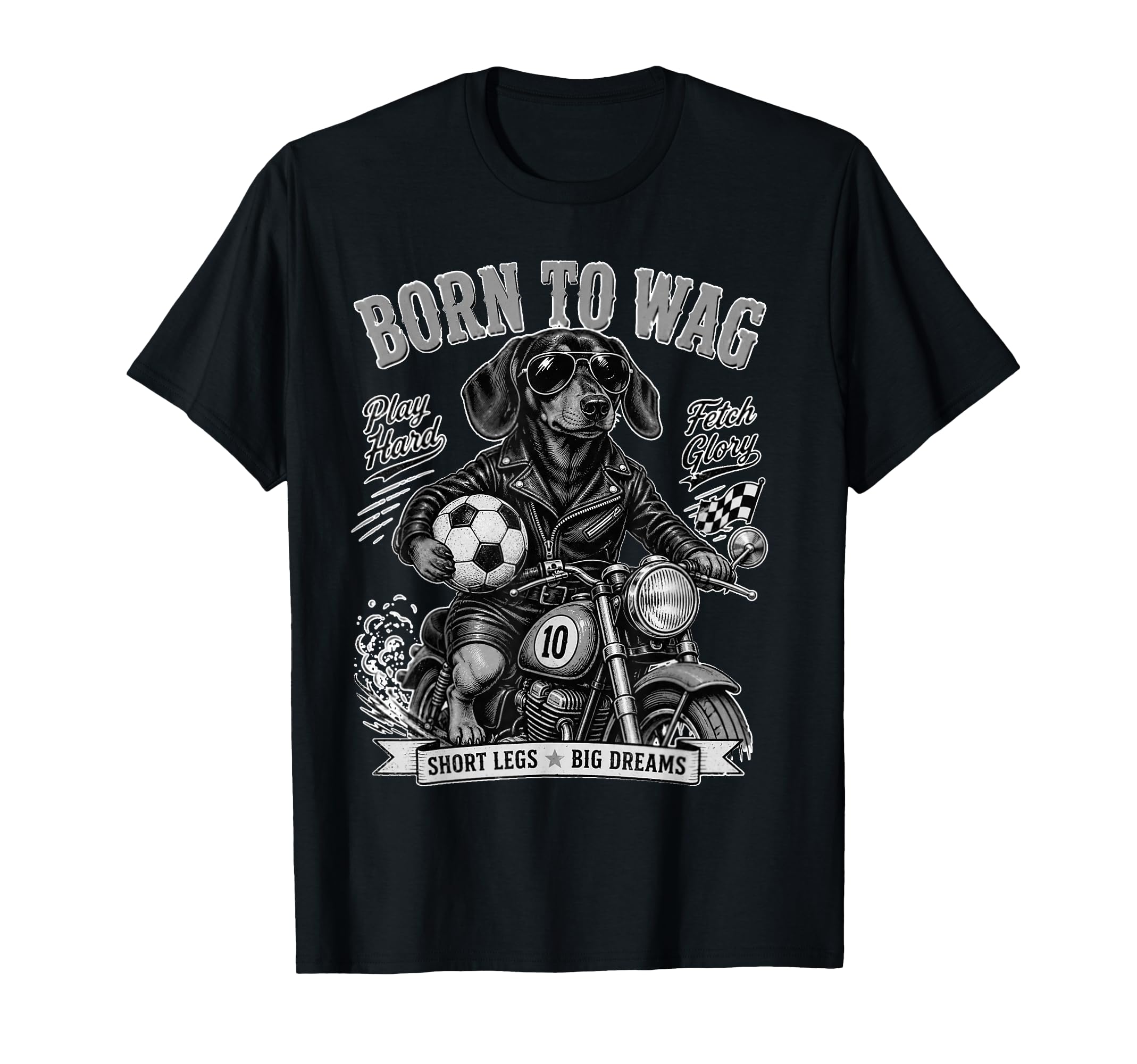 Dachshund Motorbike Love Footbal T-Shirt - Trendy Graphic for Adults - T-Shirt, Sweatshirt, Hoodie