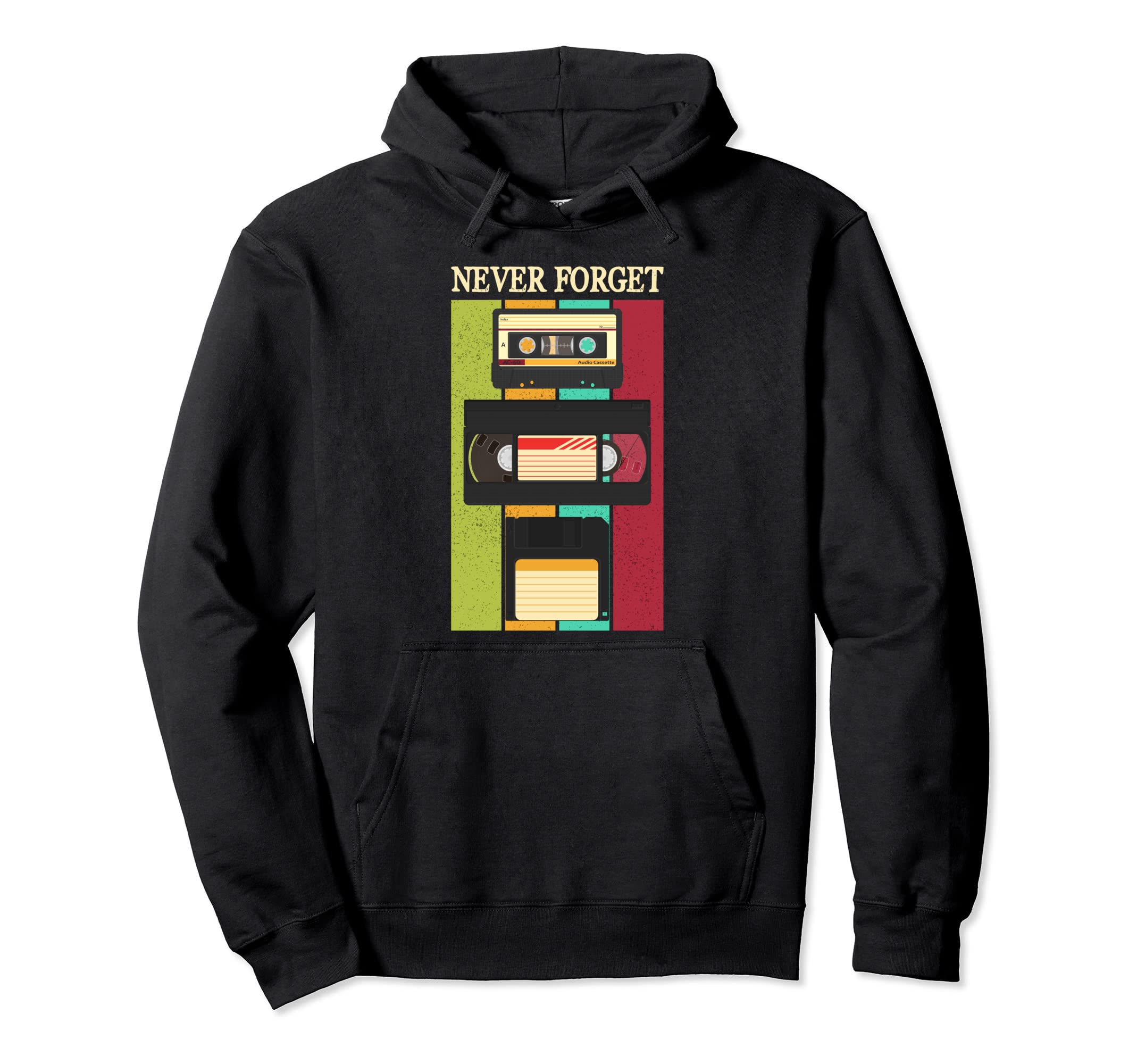 Funny Never Forget Cassette Floppy Hoodie - Novelty Apparel for Adults - T-Shirt, Sweatshirt, Hoodie