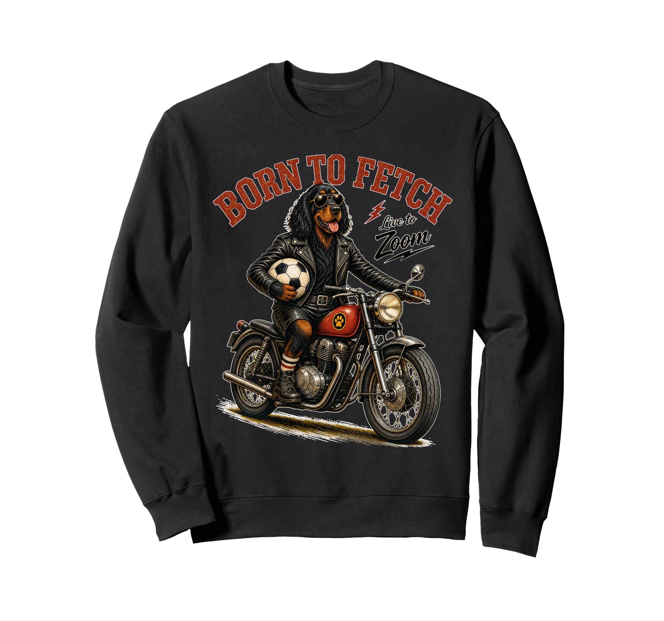 Gordon Setter Motorbike Love Sweatshirt - Casual Everyday Wear Unisex - T-Shirt, Sweatshirt, Hoodie