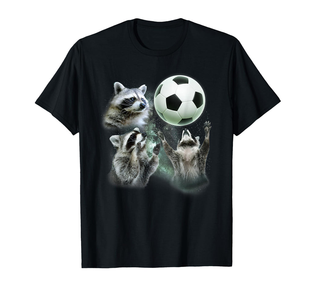 3 Racoon Soccer Howling Raccoon Head T-Shirt - Streetwear Style Unisex - T-Shirt, Sweatshirt, Hoodie