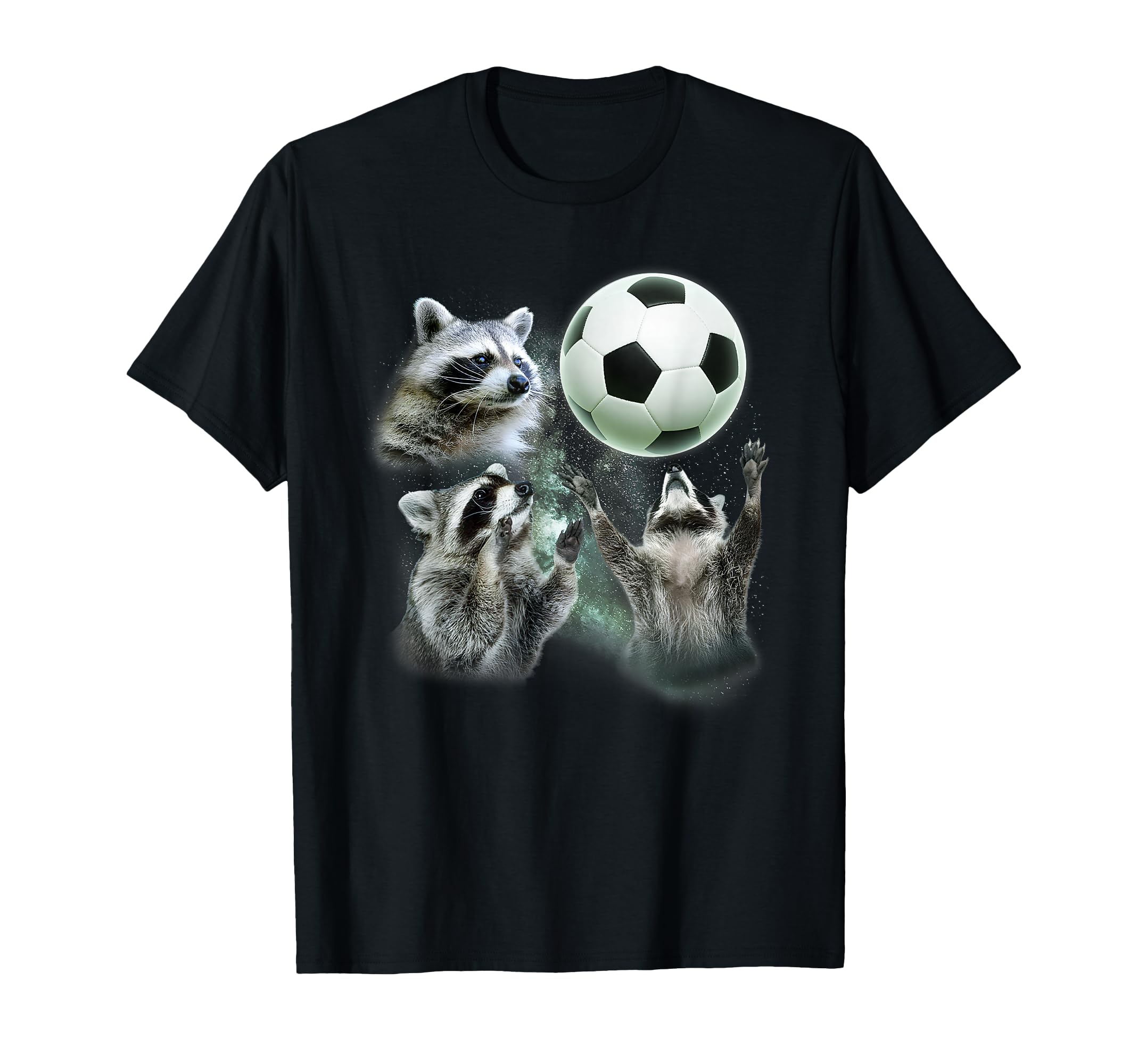 3 Racoon Soccer Howling Raccoon Head T-Shirt - Streetwear Style Unisex - T-Shirt, Sweatshirt, Hoodie