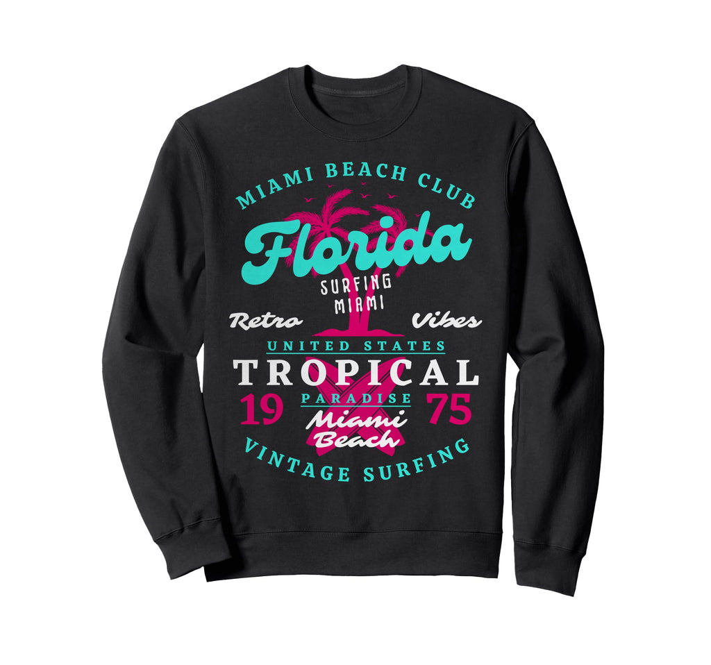 Miami Beach Club Surfing Florida Sweatshirt - Minimalist Print Men Women - T-Shirt, Sweatshirt, Hoodie