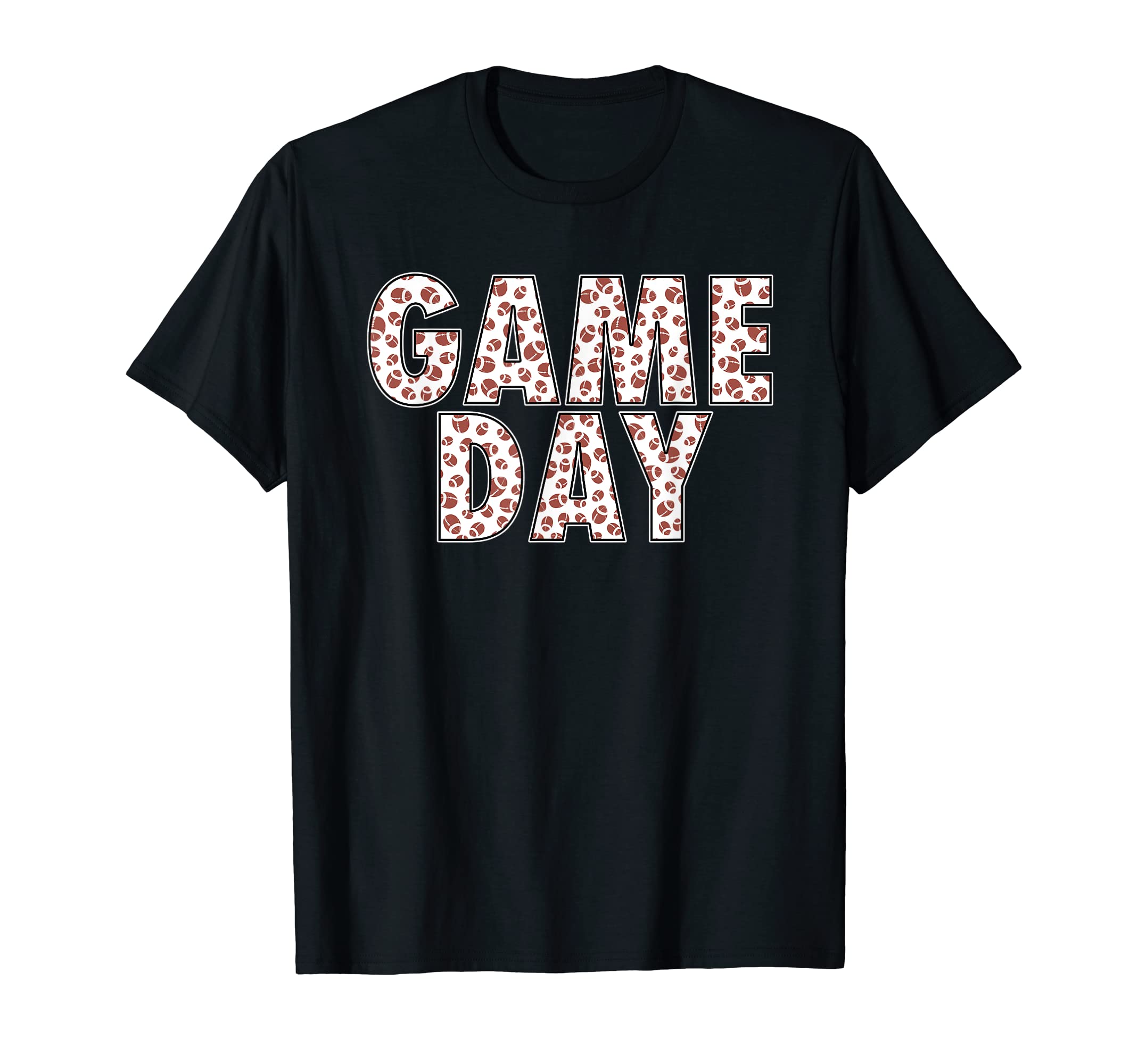 Game Day Football Pattern Black Sports T-Shirt - Custom Art Print Unisex - T-Shirt, Sweatshirt, Hoodie