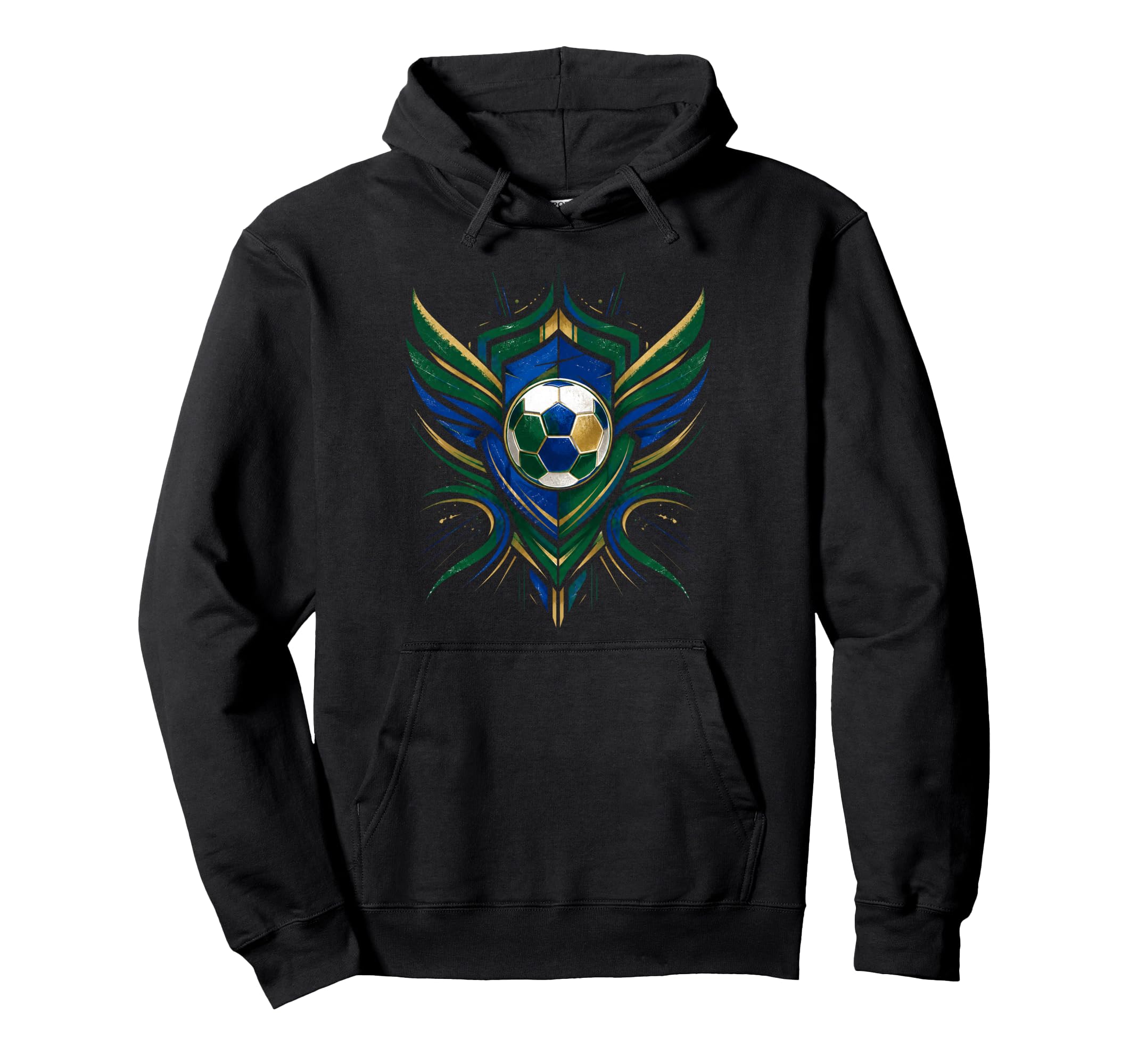 Brazil Football Green Yellow Soccer Fan Art Hoodie - Graphic Print Unisex - T-Shirt, Sweatshirt, Hoodie