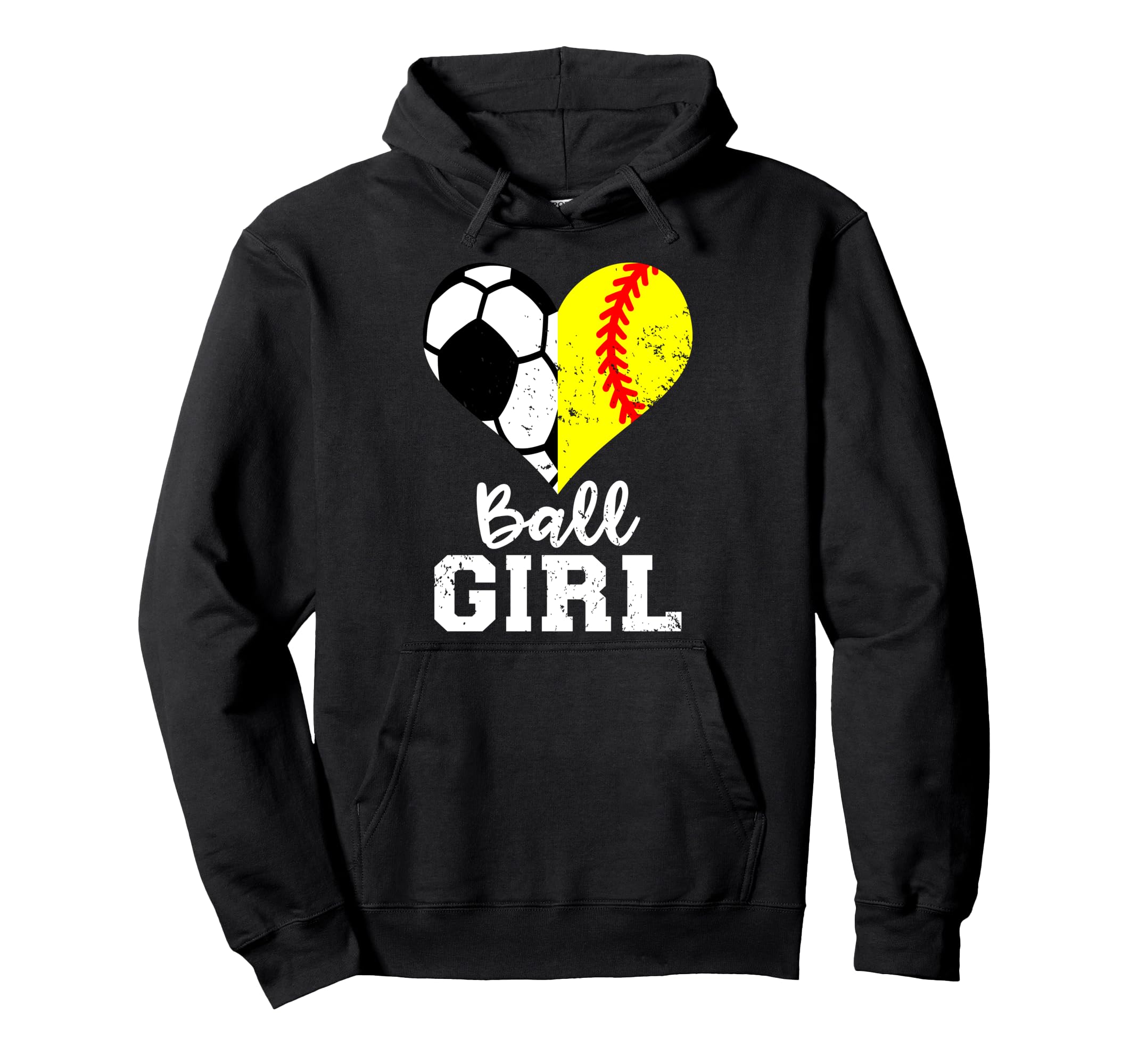 Ball Heart Funny Soccer Softball Hoodie - Unique Graphic for Adults - T-Shirt, Sweatshirt, Hoodie