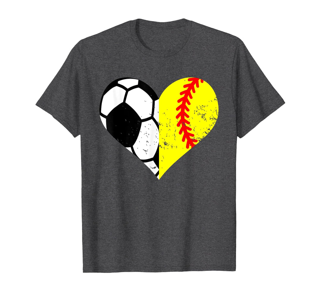 Soccer Softball Heart Funny Soccer T-Shirt - Unique Graphic Unisex - T-Shirt, Sweatshirt, Hoodie