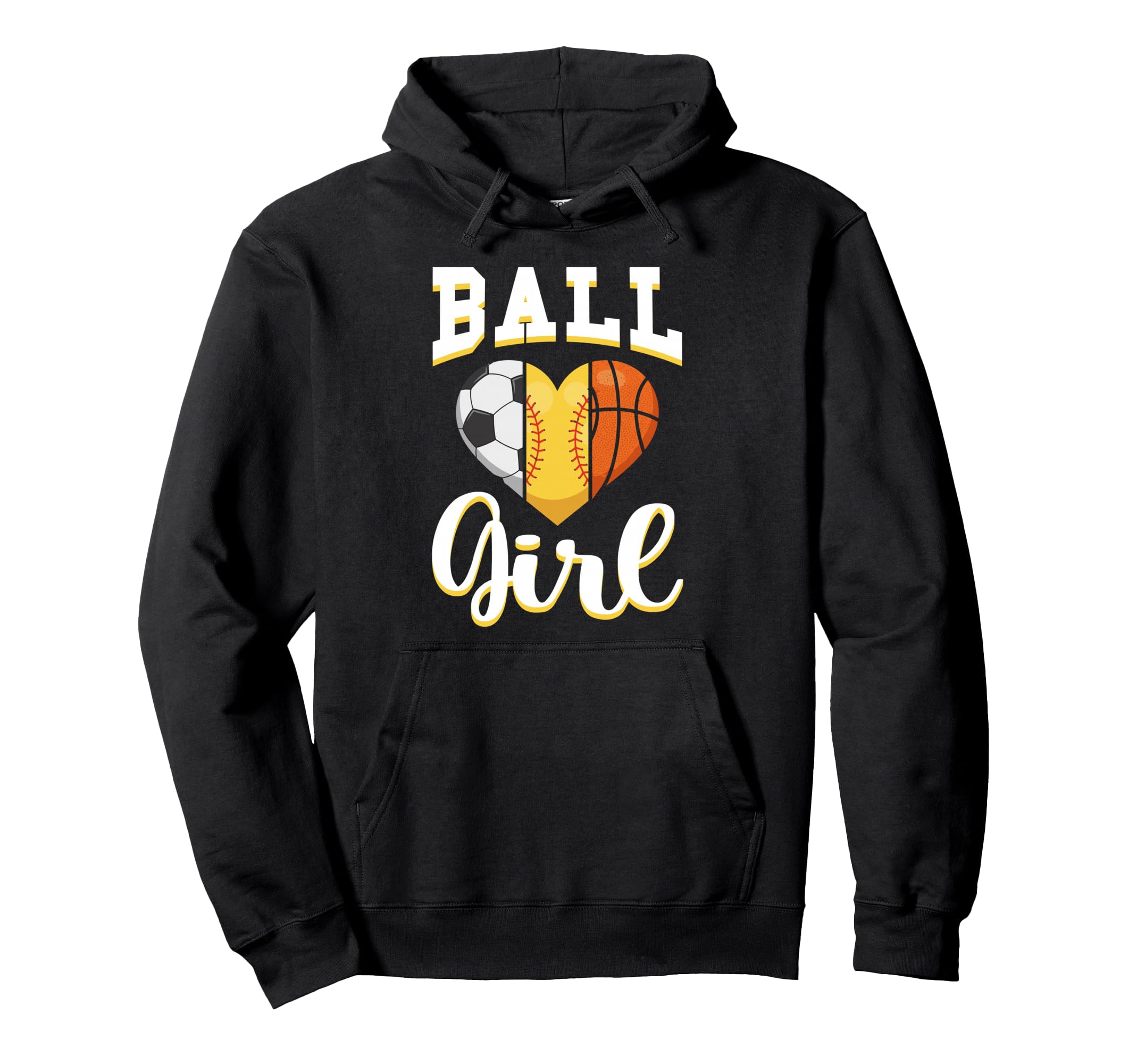 Ball Sports Heart Soccer Softball Hoodie - Fun Novelty Design for Adults - T-Shirt, Sweatshirt, Hoodie
