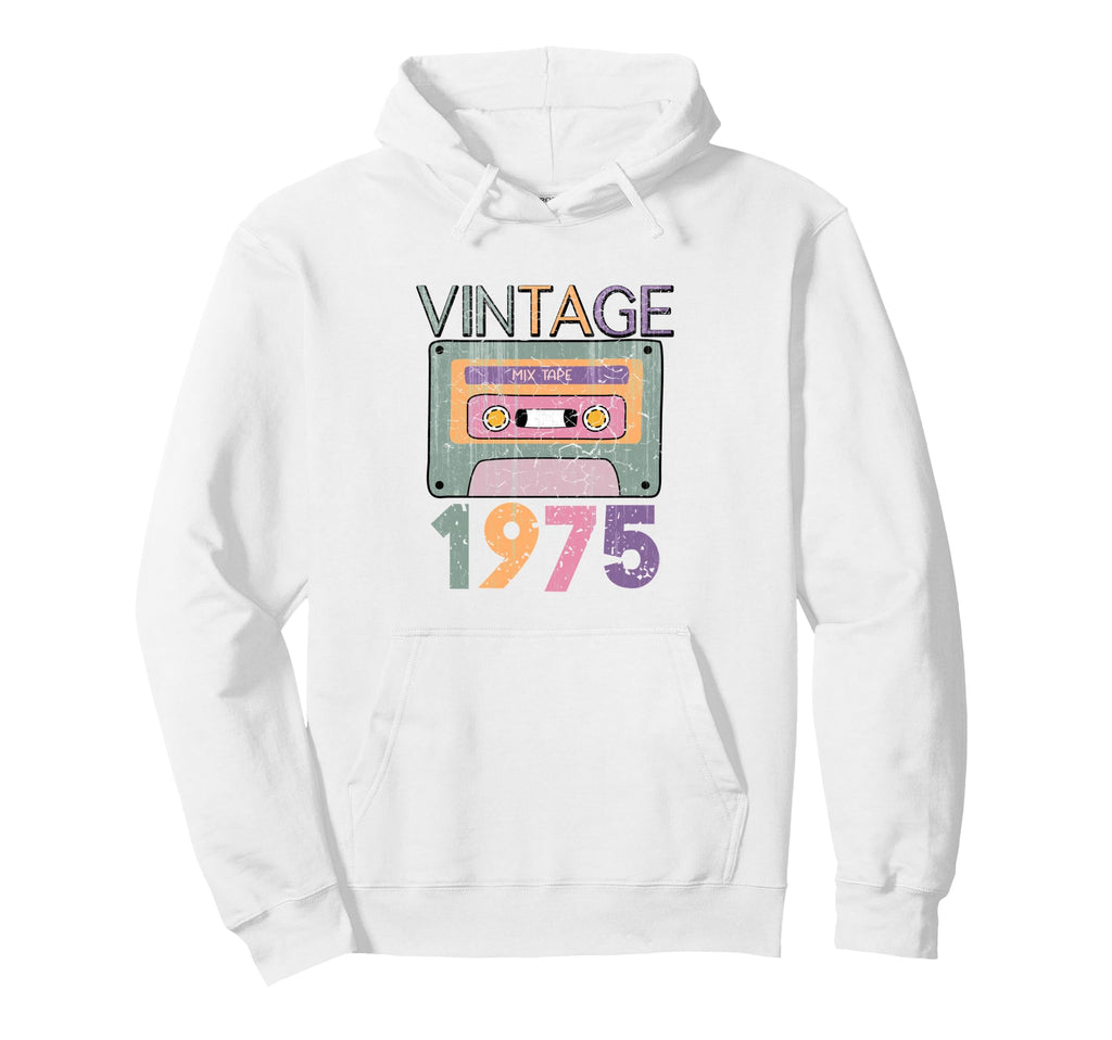 51St Birthday 1975 Music Cassette Tape Hoodie - Novelty Apparel for Adults - T-Shirt, Sweatshirt, Hoodie