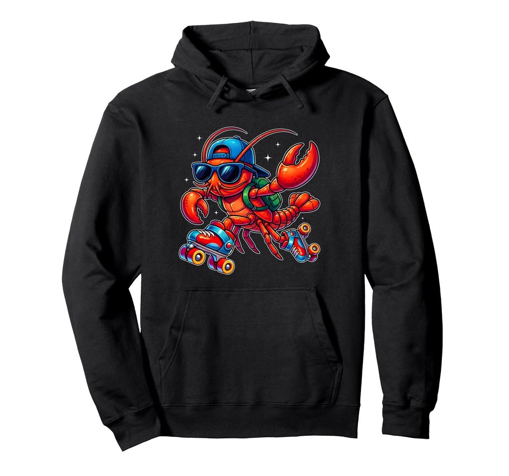 Funny Lobster Roller Skates Skater Seafood Hoodie - Graphic Print Men Women - T-Shirt, Sweatshirt, Hoodie