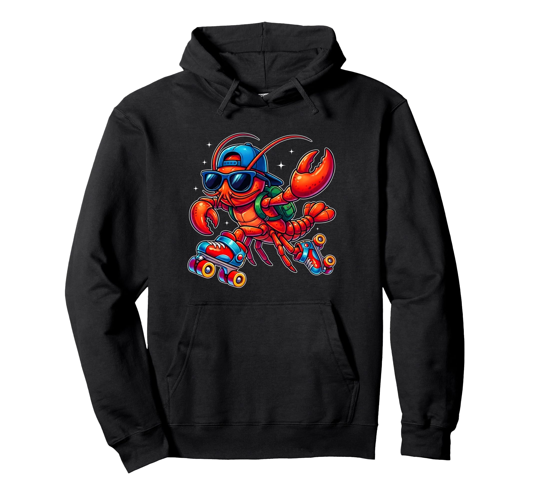 Funny Lobster Roller Skates Skater Seafood Hoodie - Graphic Print Men Women - T-Shirt, Sweatshirt, Hoodie
