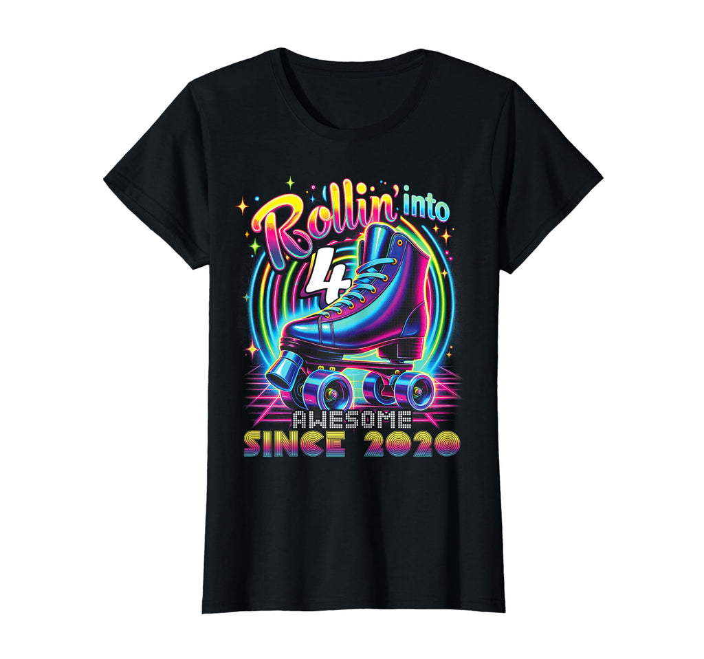 Roller Skate 4Th Birthday Skating T-Shirt - Custom Art Print for Adults - T-Shirt, Sweatshirt, Hoodie