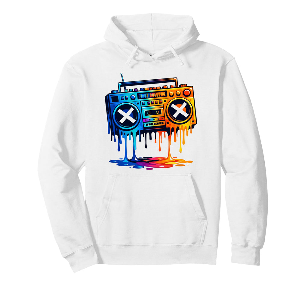 Dripping Paint Boombox 80S 90S Old School Hoodie - Minimalist Print Unisex - T-Shirt, Sweatshirt, Hoodie