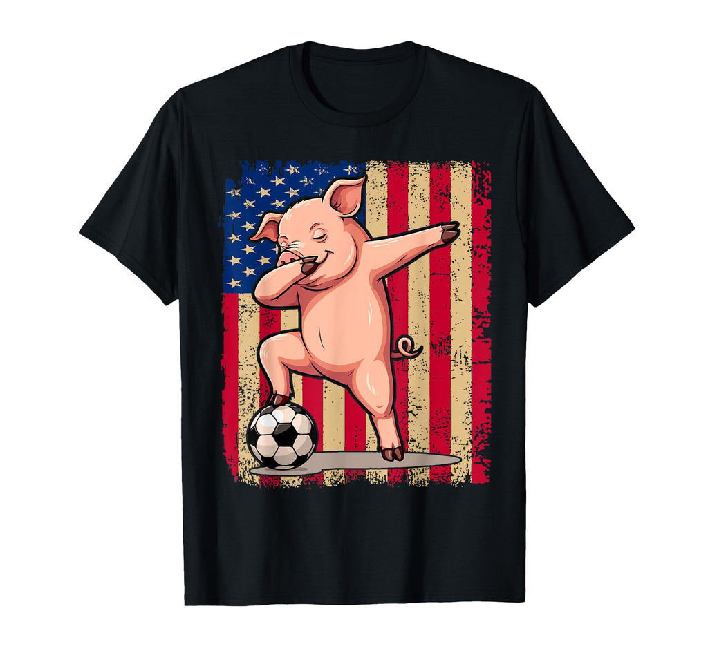 Dabbing Pig Soccer Lovers American T-Shirt - Novelty Apparel for Adults - T-Shirt, Sweatshirt, Hoodie