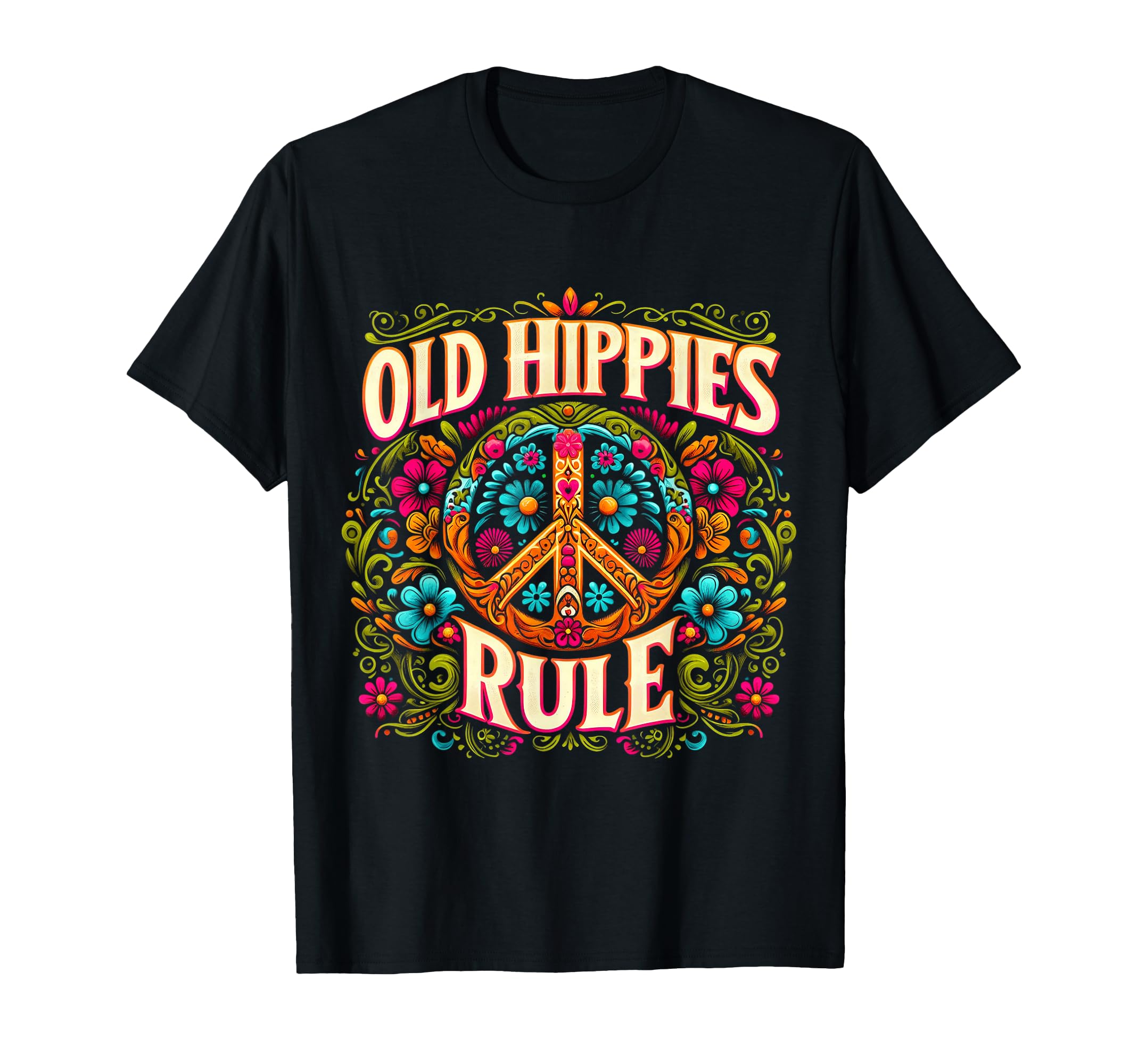 Old Hippies Rule 60S 70S Hippie Costume T-Shirt - Custom Art Print Unisex - T-Shirt, Sweatshirt, Hoodie