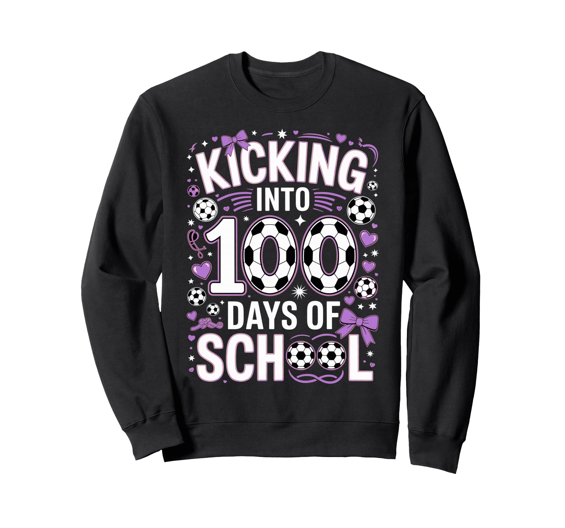 100 Days School Soccer Coquette Bow Sweatshirt - Trendy Graphic for Adults - T-Shirt, Sweatshirt, Hoodie
