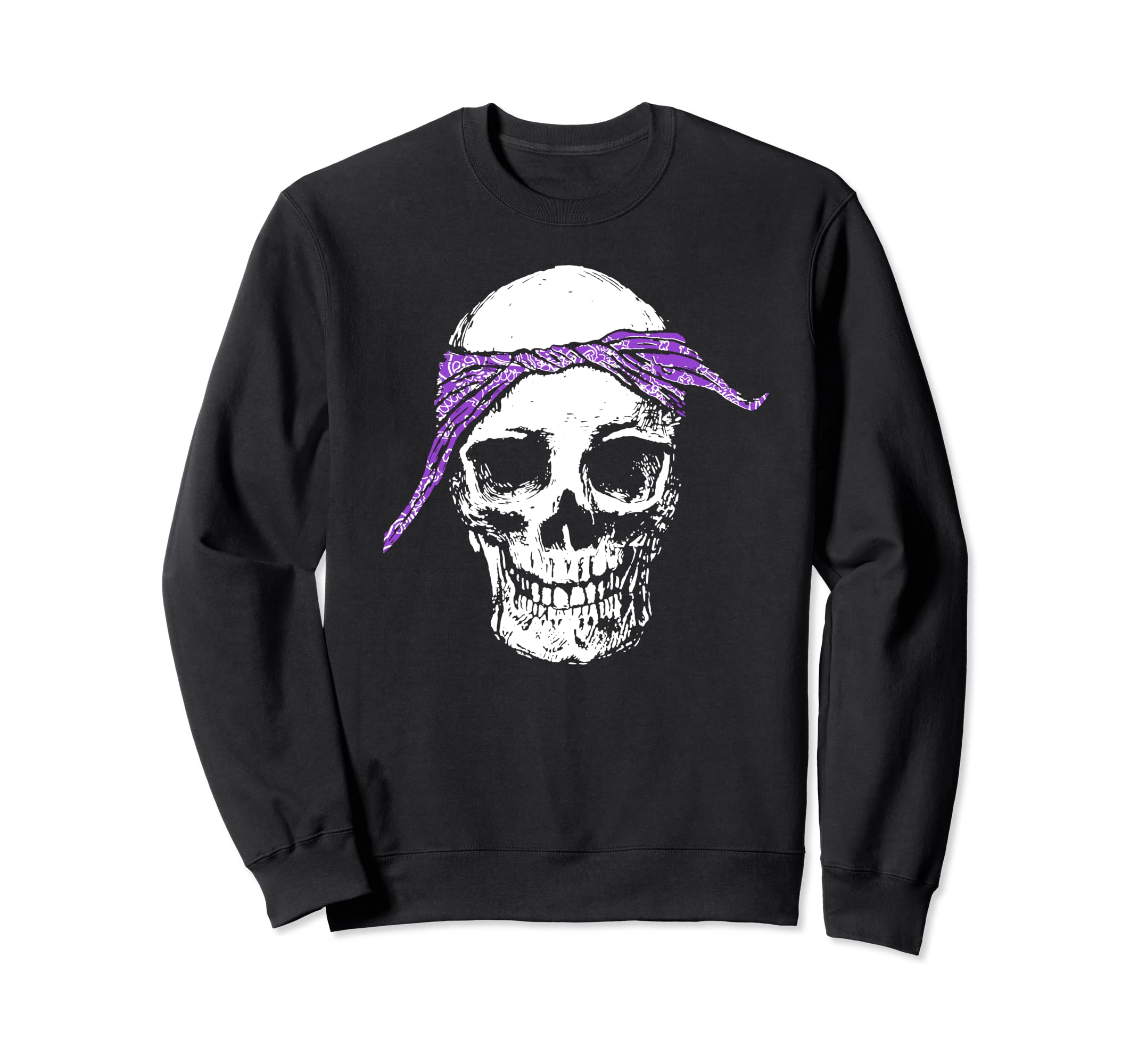 Hiphop Skull Purple Do Rag Bandana Sweatshirt - Graphic Print for Adults - T-Shirt, Sweatshirt, Hoodie