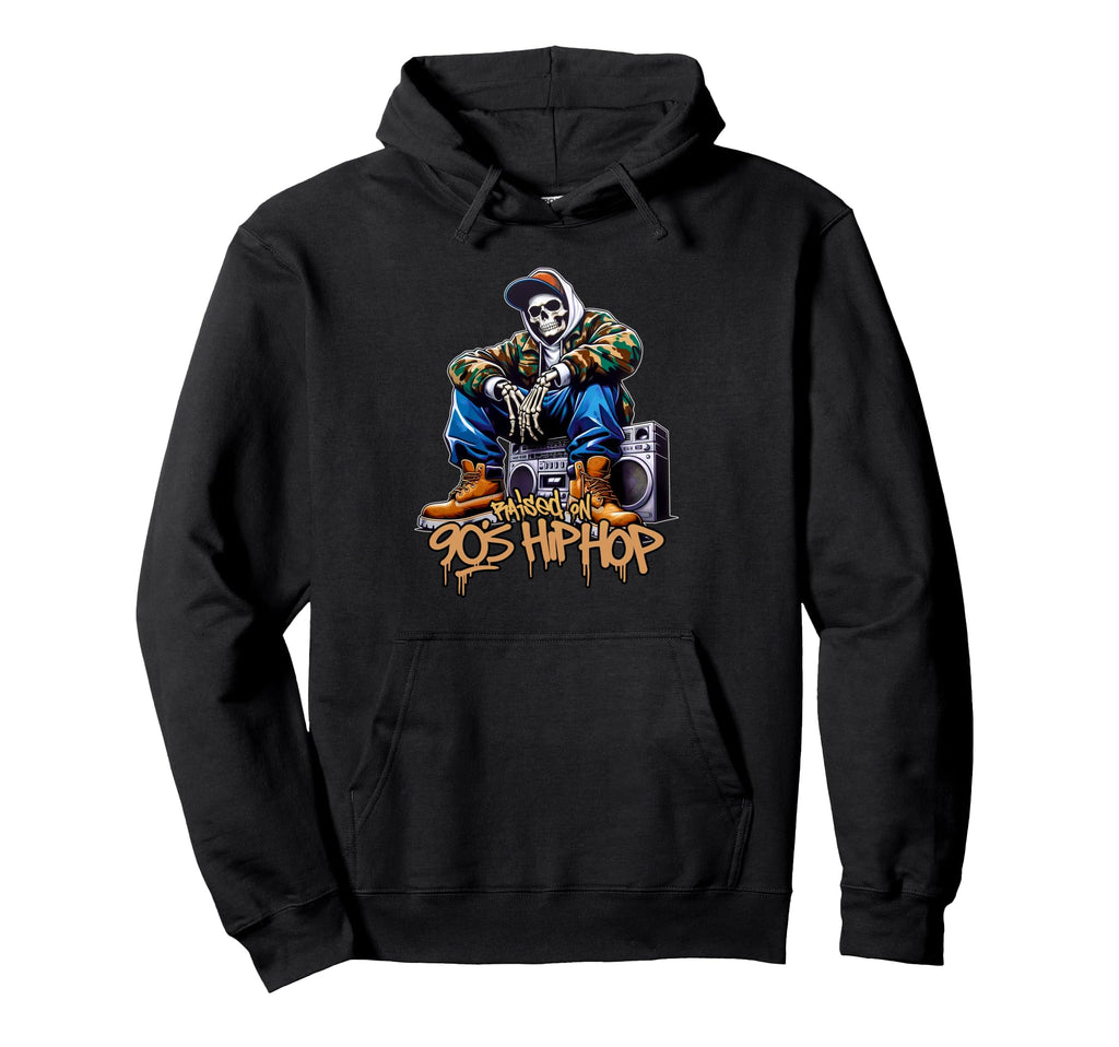 Raised 90S Hip Hop Dope Skeleton Hoodie - Minimalist Print Men Women - T-Shirt, Sweatshirt, Hoodie