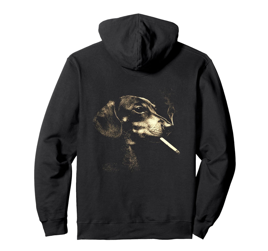 Dachshund Smoking Cigarette Grunge Hoodie - Casual Everyday Wear Men Women - T-Shirt, Sweatshirt, Hoodie