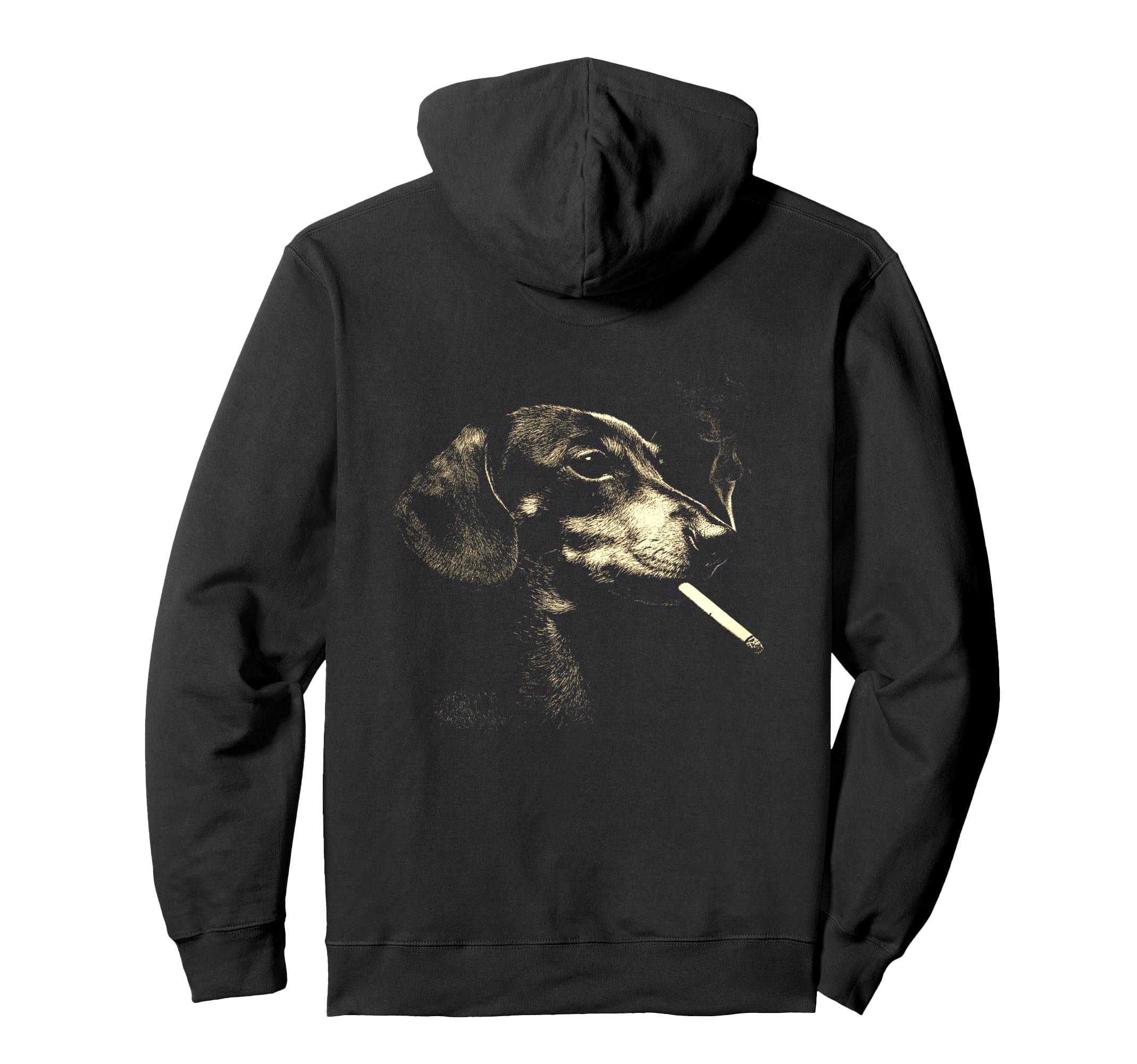 Dachshund Smoking Cigarette Grunge Hoodie - Casual Everyday Wear Men Women - T-Shirt, Sweatshirt, Hoodie