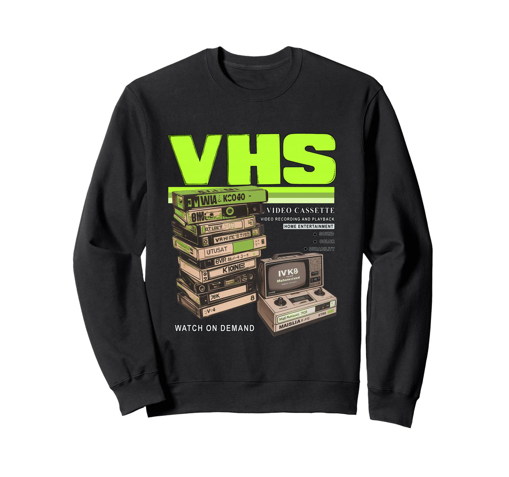 Green Vhs And Chill Green Color Sweatshirt - Fun Novelty Design Unisex - T-Shirt, Sweatshirt, Hoodie