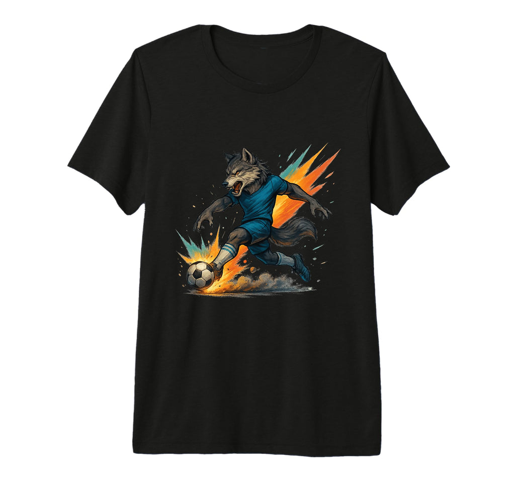Fierce Soccer Wolf Power Kick Tri T-Shirt - Custom Art Print for Adults - T-Shirt, Sweatshirt, Hoodie