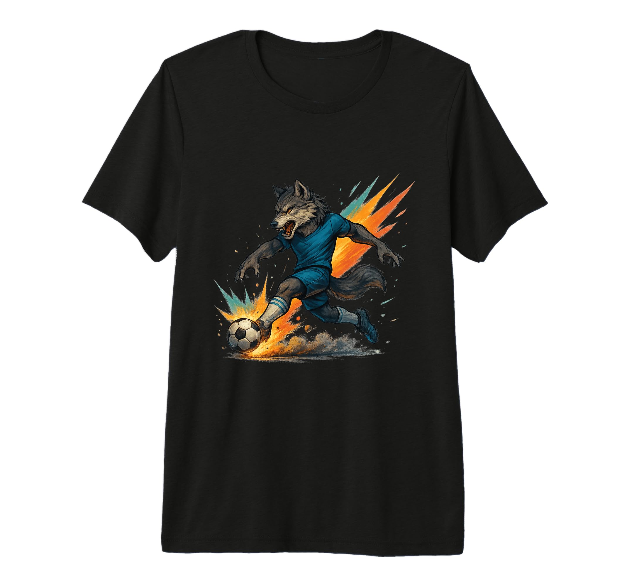 Fierce Soccer Wolf Power Kick Tri T-Shirt - Custom Art Print for Adults - T-Shirt, Sweatshirt, Hoodie