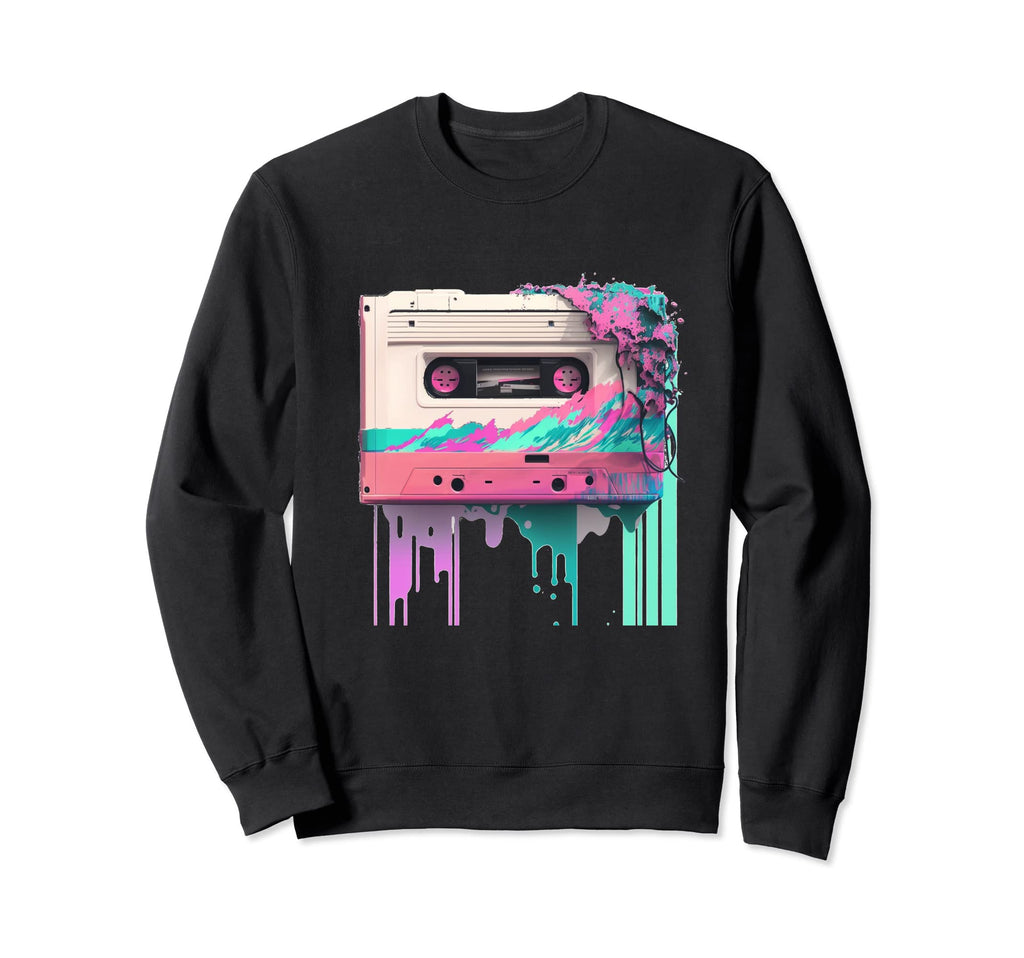 Vaperwave Aesthetic Glitch Cassette Sweatshirt - Trendy Graphic Men Women - T-Shirt, Sweatshirt, Hoodie