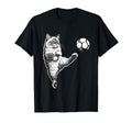 Funny Soccer Cat Kicking Ball Pet T-Shirt - Custom Art Print Men Women - T-Shirt, Sweatshirt, Hoodie