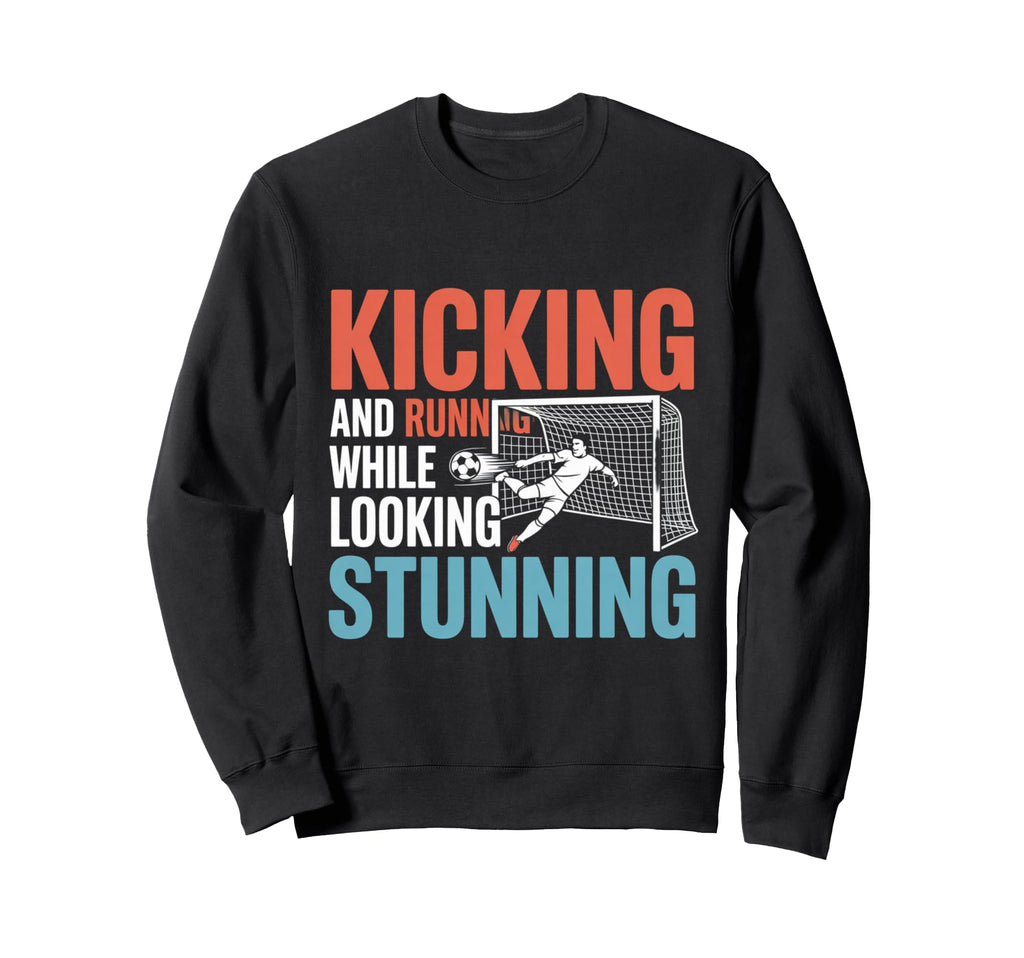 Soccer Kicking And Running While Sweatshirt - Unique Graphic Men Women - T-Shirt, Sweatshirt, Hoodie