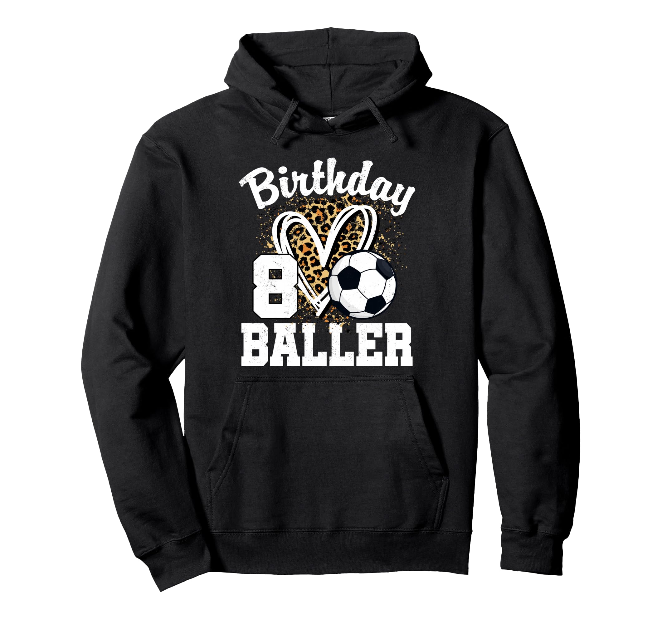 8 Year Old Birthday Soccer Leopard Hoodie - Custom Art Print Men Women - T-Shirt, Sweatshirt, Hoodie