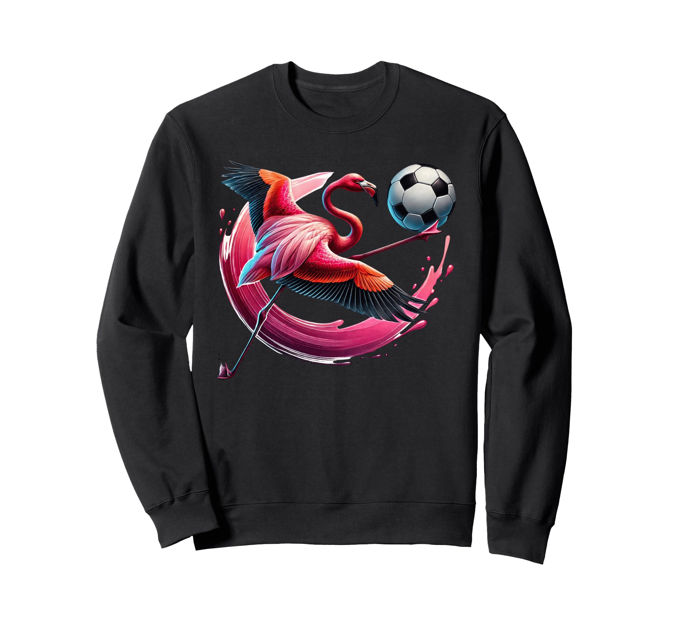 Vibrant Flamingo Soccer Ball Sweatshirt - Custom Art Print Men Women - T-Shirt, Sweatshirt, Hoodie