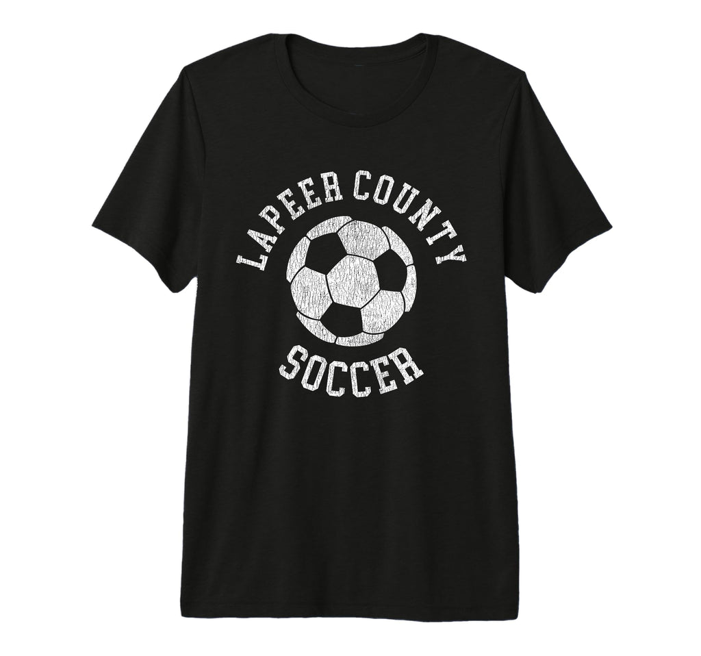 Lapeer County Soccer Distressed 90S Tri T-Shirt - Graphic Print Unisex - T-Shirt, Sweatshirt, Hoodie