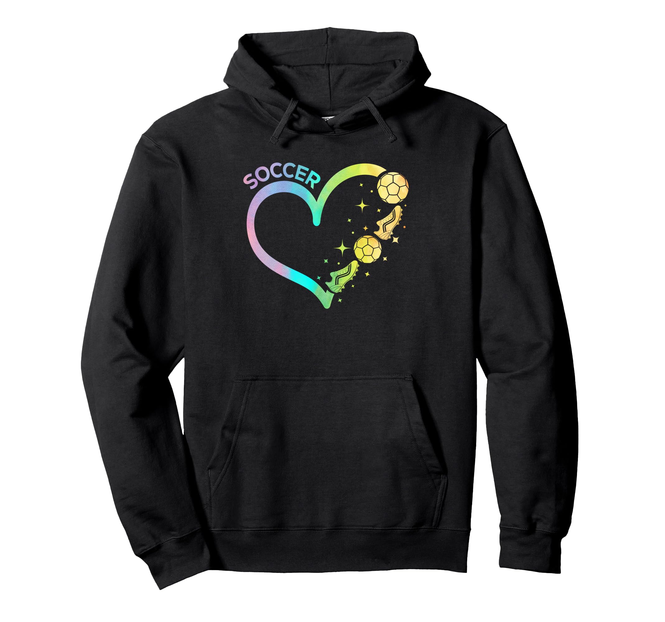 Colorful Watercolor Soccer Heart Soccer Hoodie - Trendy Graphic Men Women - T-Shirt, Sweatshirt, Hoodie