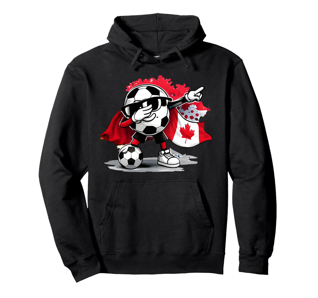 Canadian Flag Cape Dabbing Ball Soccer Hoodie - Graphic Print Men Women - T-Shirt, Sweatshirt, Hoodie