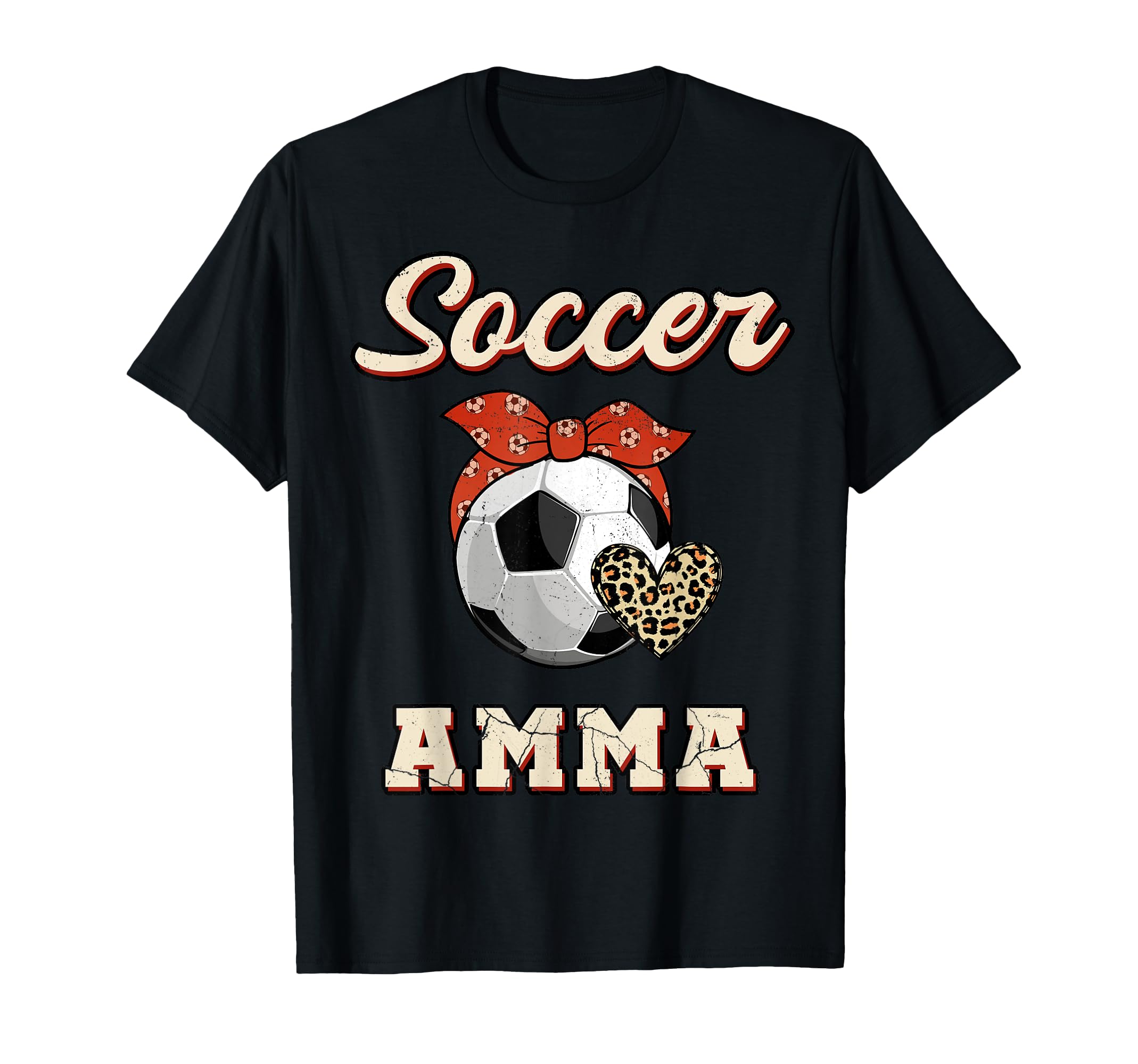 Soccer Amma Bandana Leopard Heart Fans T-Shirt - Custom Art Print Unisex - T-Shirt, Sweatshirt, Hoodie