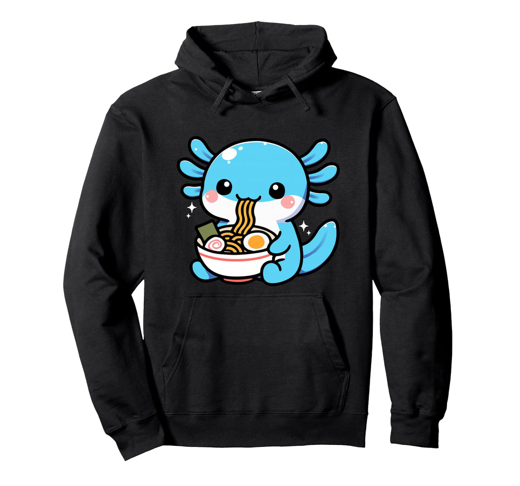 Kawaii Axolotl Ramen Noodles Hoodie - Aesthetic Graphic for Adults - T-Shirt, Sweatshirt, Hoodie