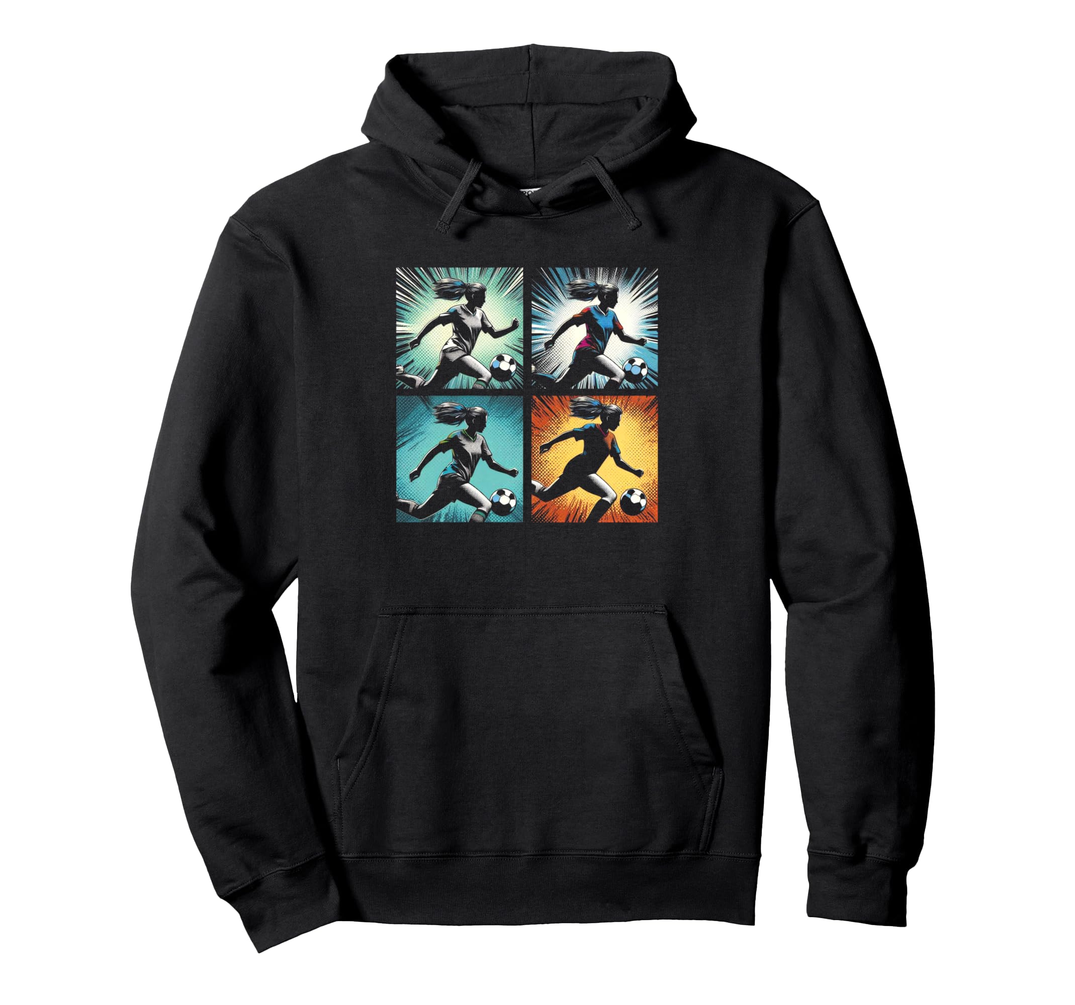 Soccer Pop Art Female Soccer Player Hoodie - Unique Graphic Unisex - T-Shirt, Sweatshirt, Hoodie