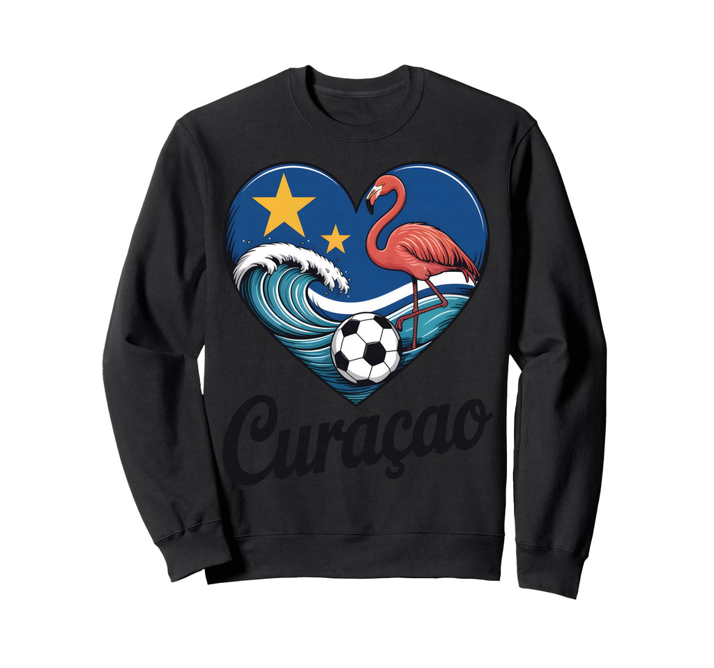 Cura Ao Soccer Heart Caribbean Sweatshirt - Minimalist Print Men Women - T-Shirt, Sweatshirt, Hoodie