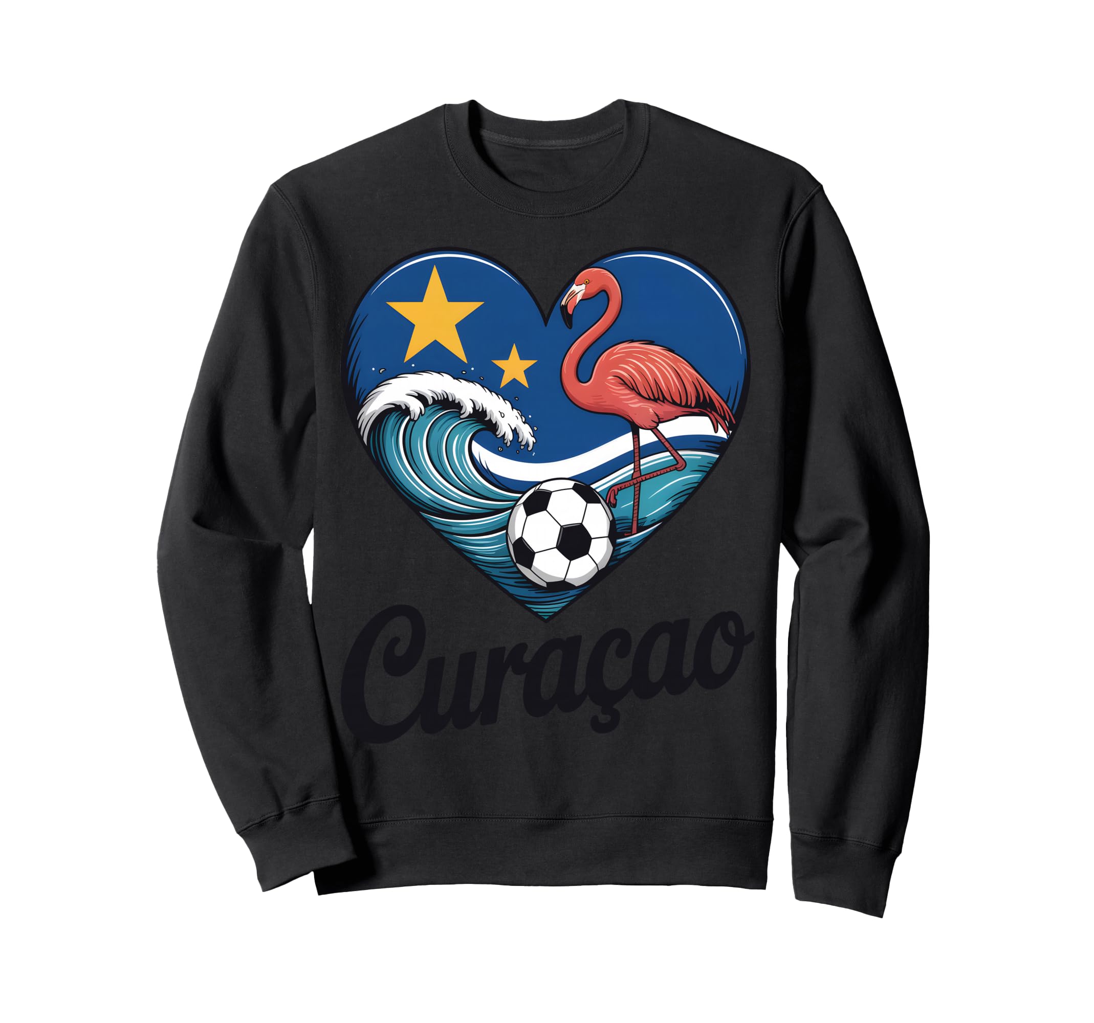 Cura Ao Soccer Heart Caribbean Sweatshirt - Minimalist Print Men Women - T-Shirt, Sweatshirt, Hoodie