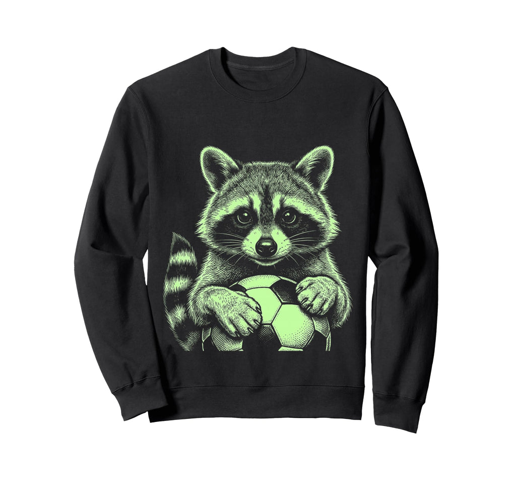 Soccer Fan Engraved Raccoon Sweatshirt - Minimalist Print for Adults - T-Shirt, Sweatshirt, Hoodie