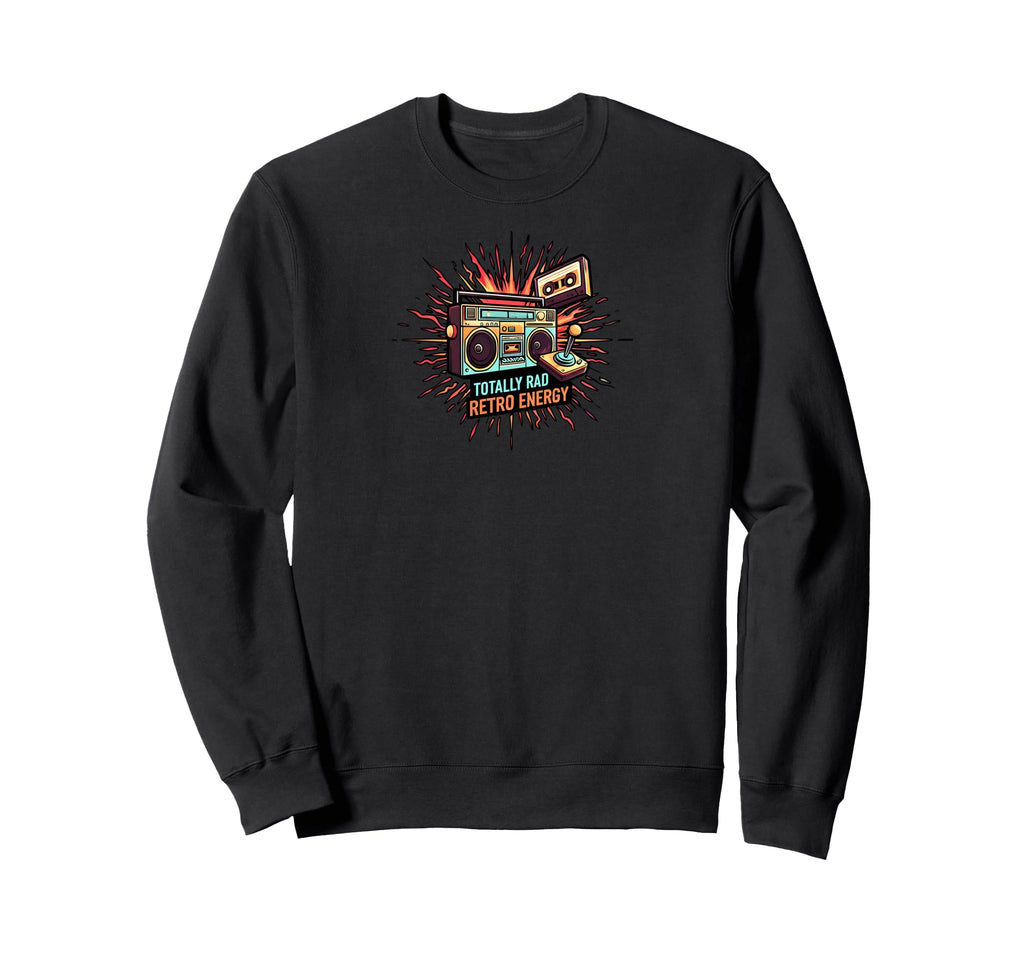 Totally Rad 80S Boombox Joystick Sweatshirt - Unique Graphic for Adults - T-Shirt, Sweatshirt, Hoodie