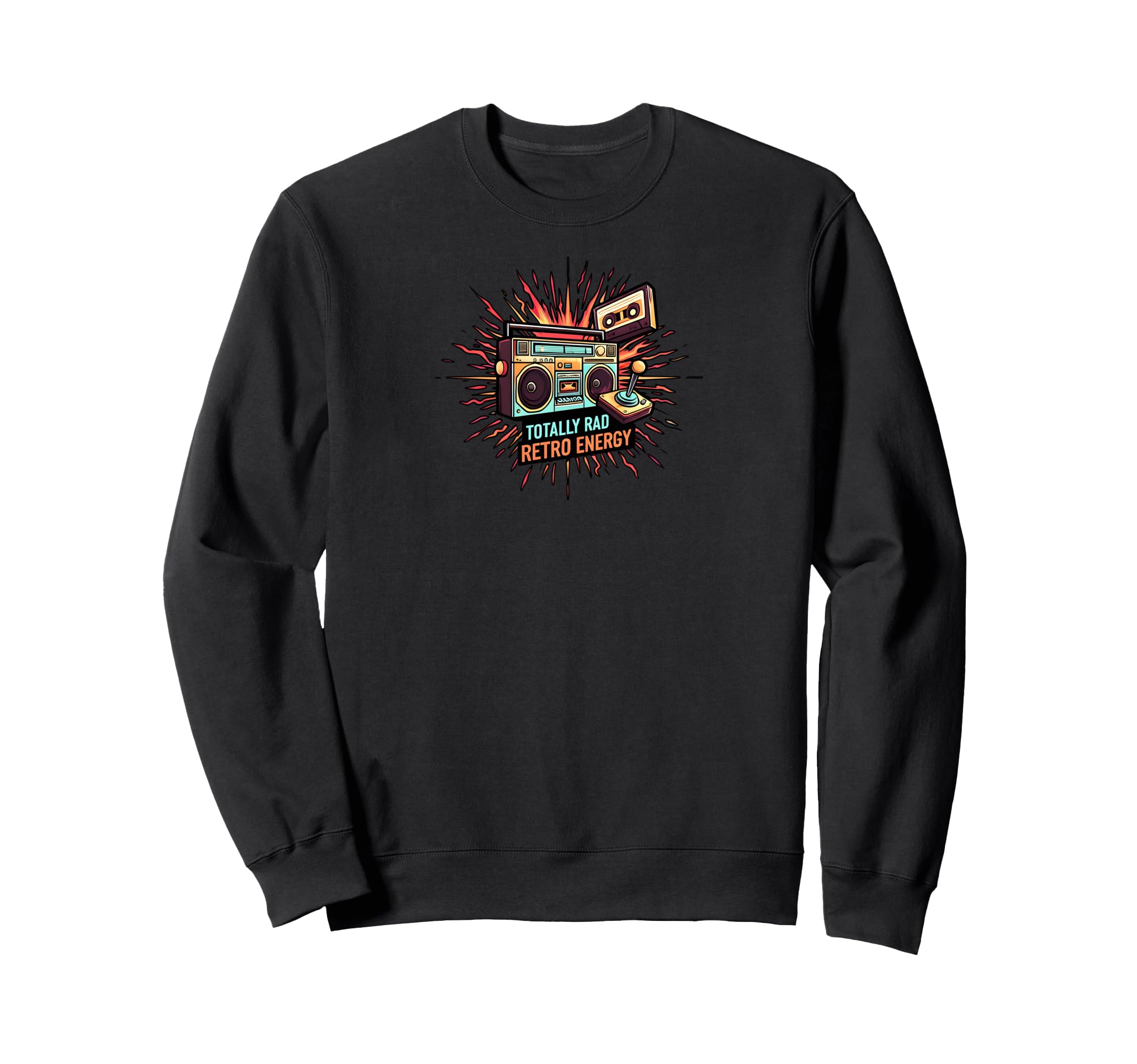 Totally Rad 80S Boombox Joystick Sweatshirt - Unique Graphic for Adults - T-Shirt, Sweatshirt, Hoodie