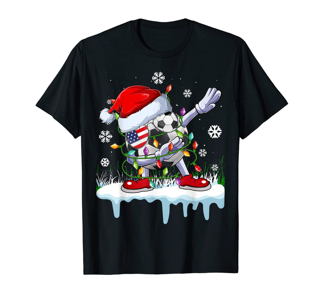 Funny Santa Dabbing Usa Soccer Fans Jersey T-Shirt - Unique Graphic Unisex - T-Shirt, Sweatshirt, Hoodie